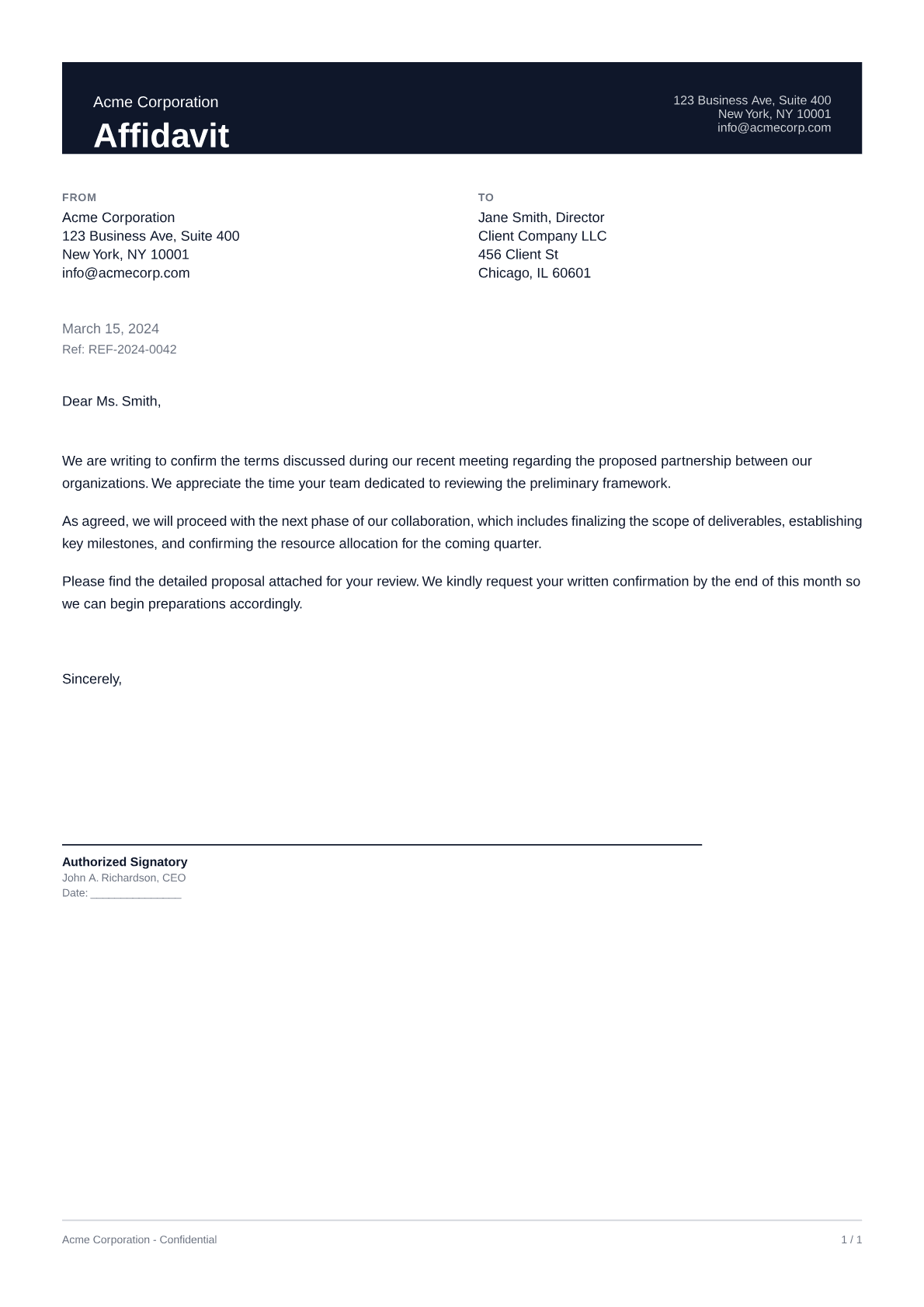 Affidavit - Professional theme