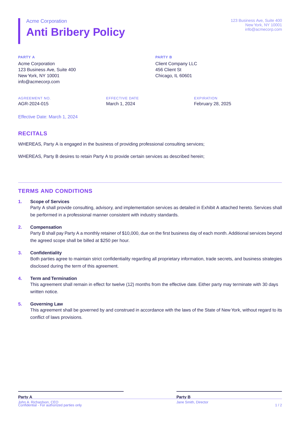 Anti-Bribery Policy - Bold theme