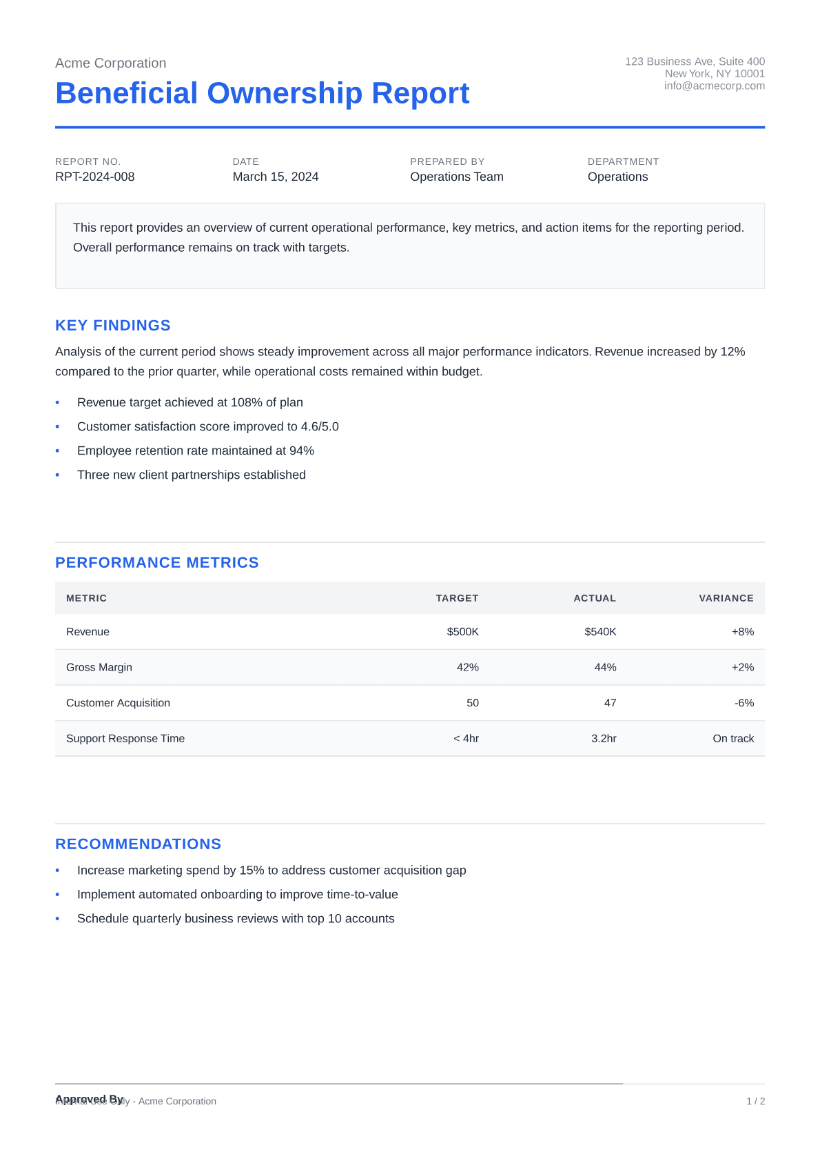 Beneficial Ownership Report - Clean theme