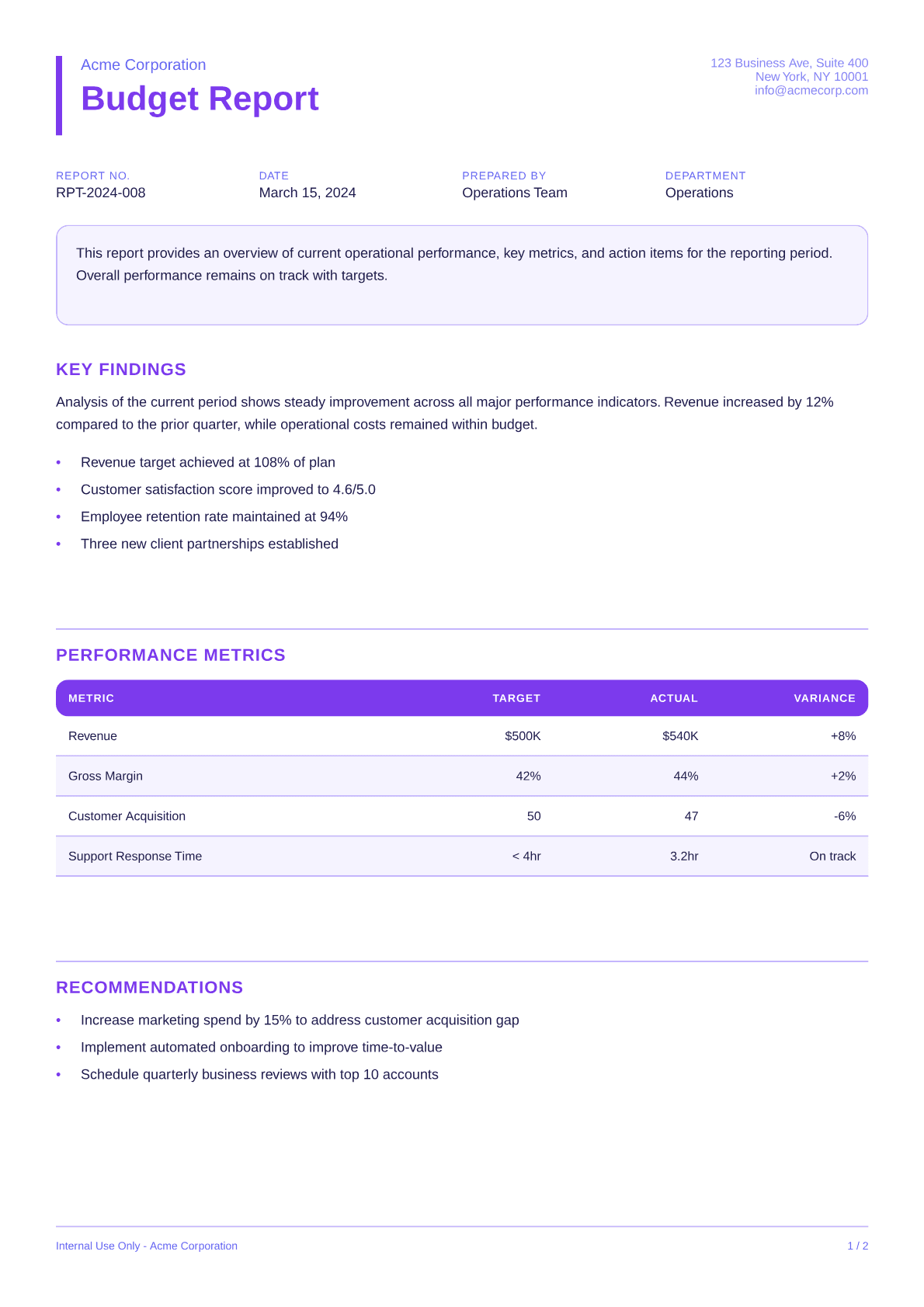 Budget Report - Bold theme