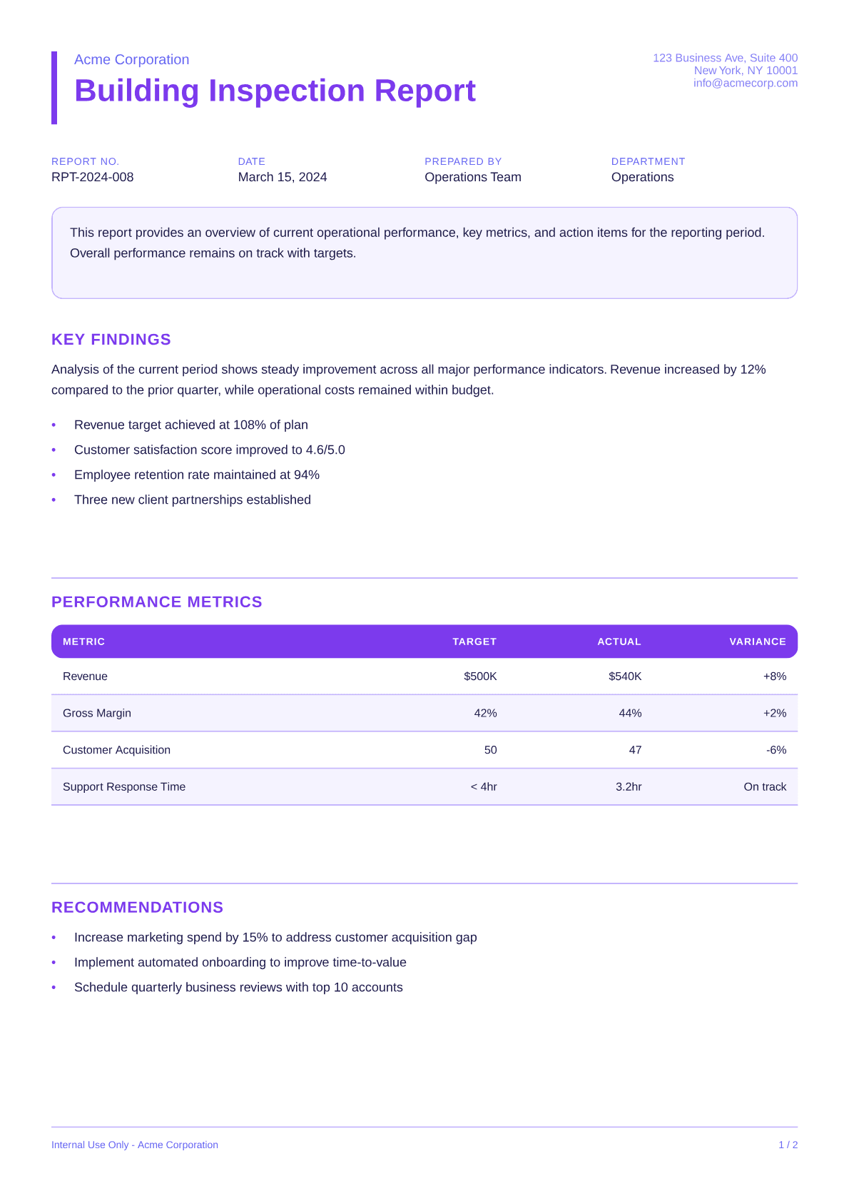 Building Inspection Report - Bold theme