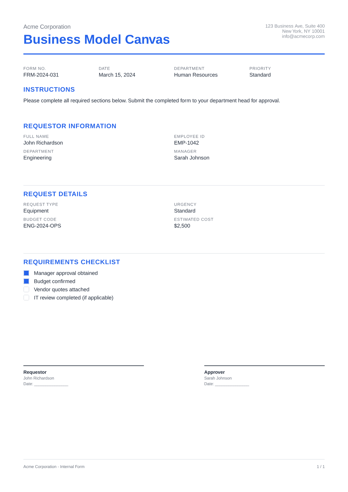 Business Model Canvas - Clean theme