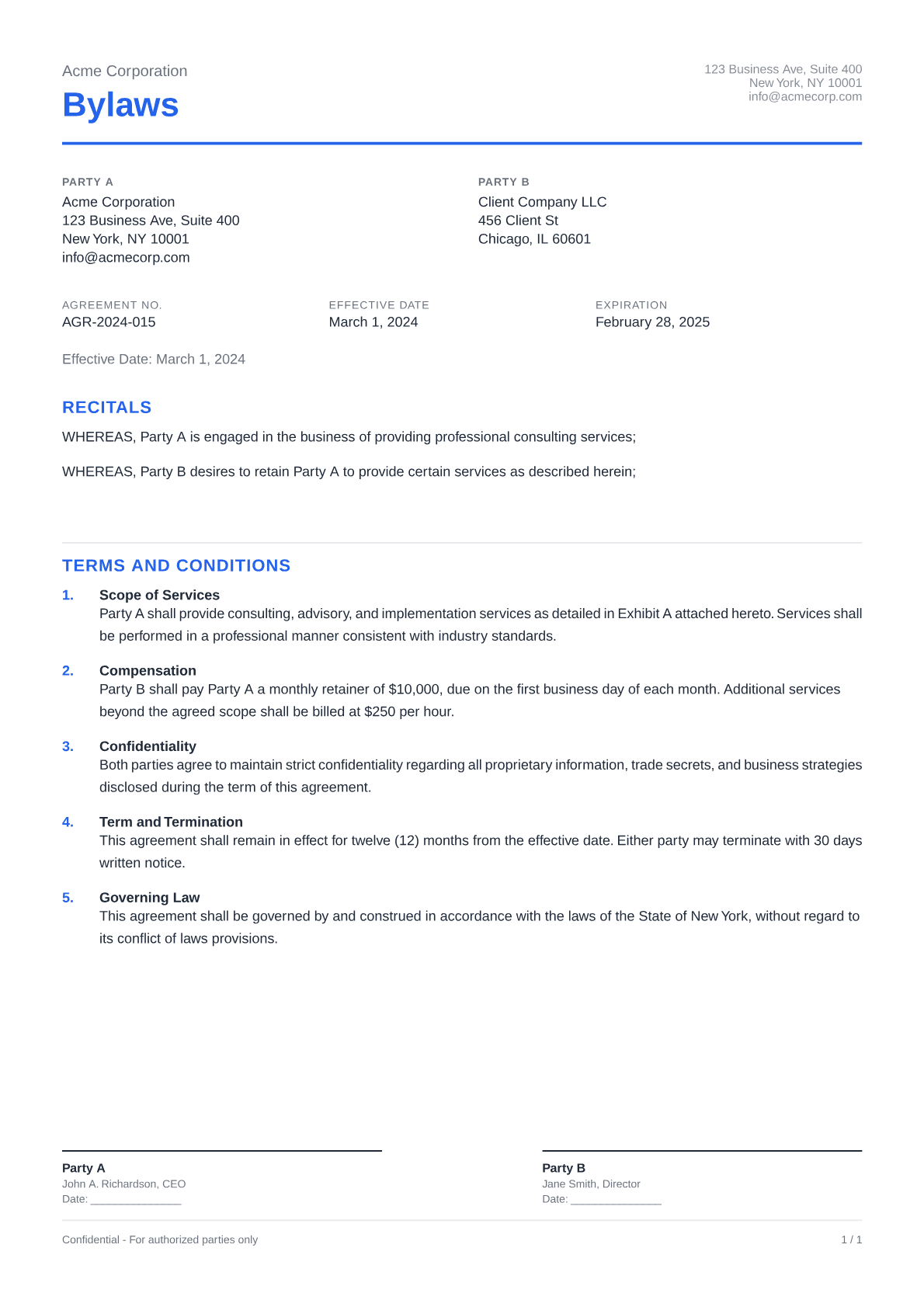 Bylaws - Clean theme