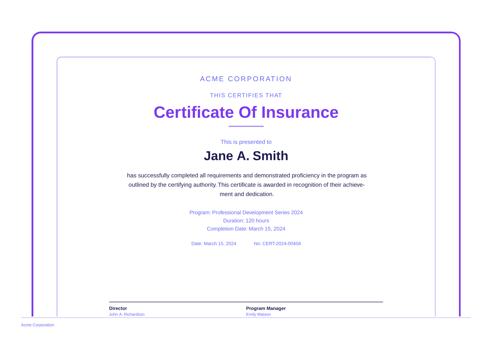 Certificate of Insurance - Bold theme