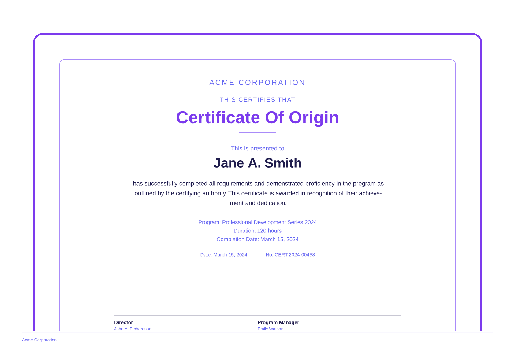 Certificate of Origin - Bold theme