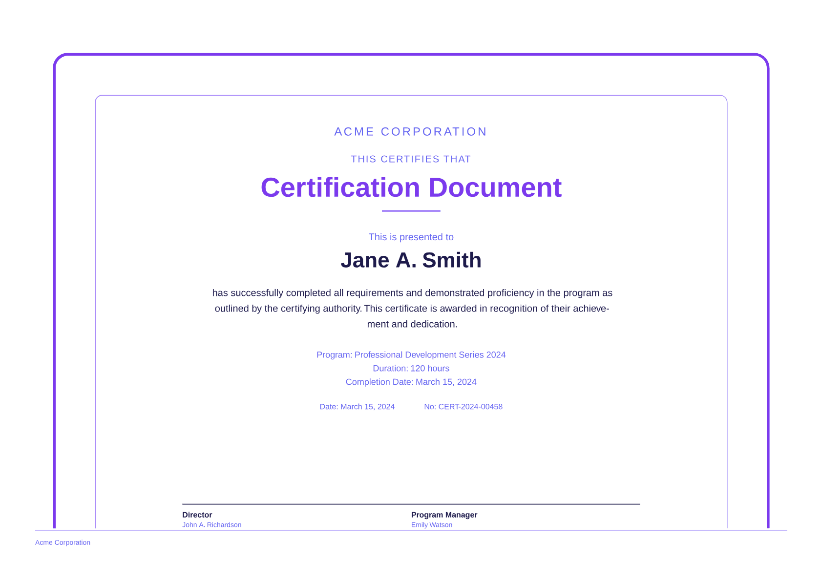 Certification Document - Bold theme