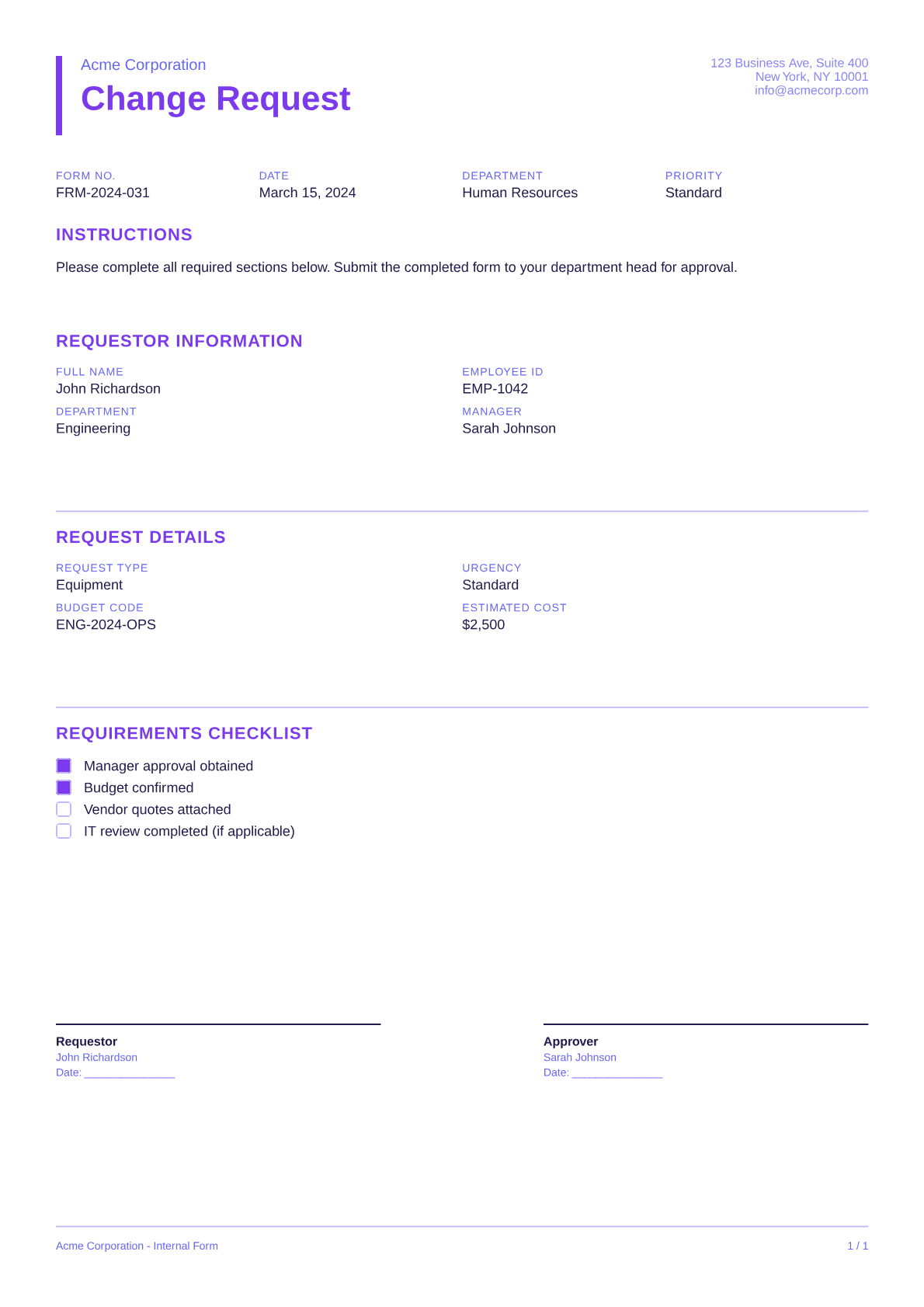 Change Request - Bold theme