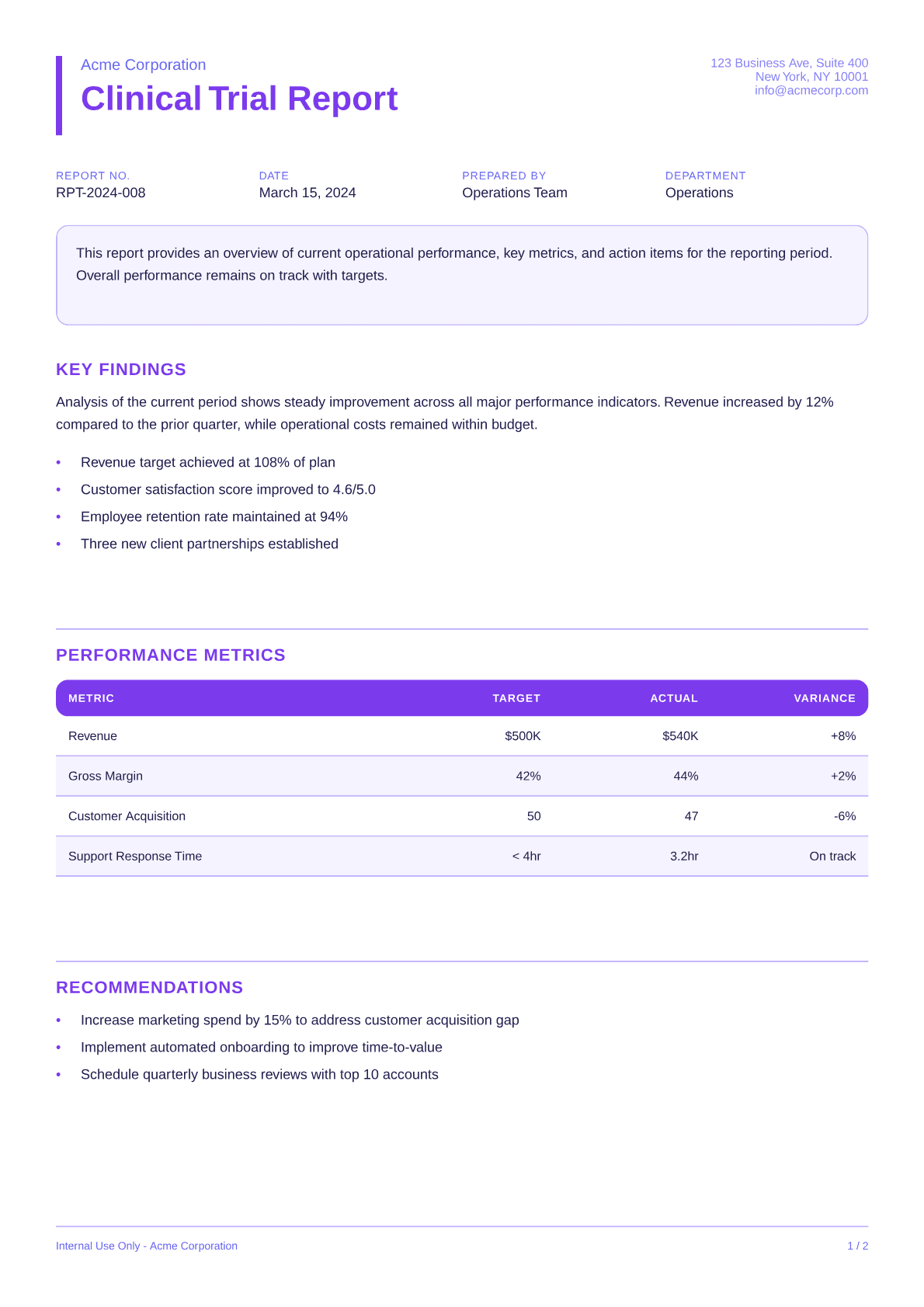 Clinical Trial Report - Bold theme