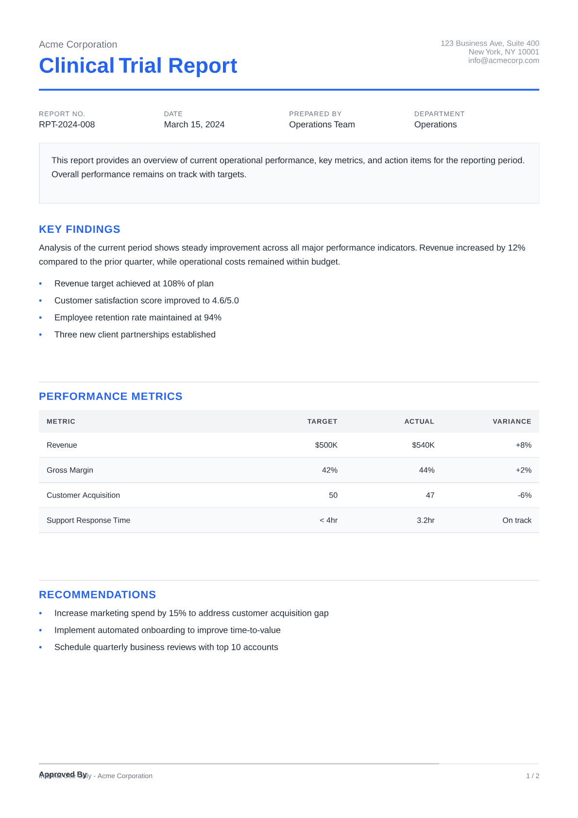 Clinical Trial Report - Clean theme