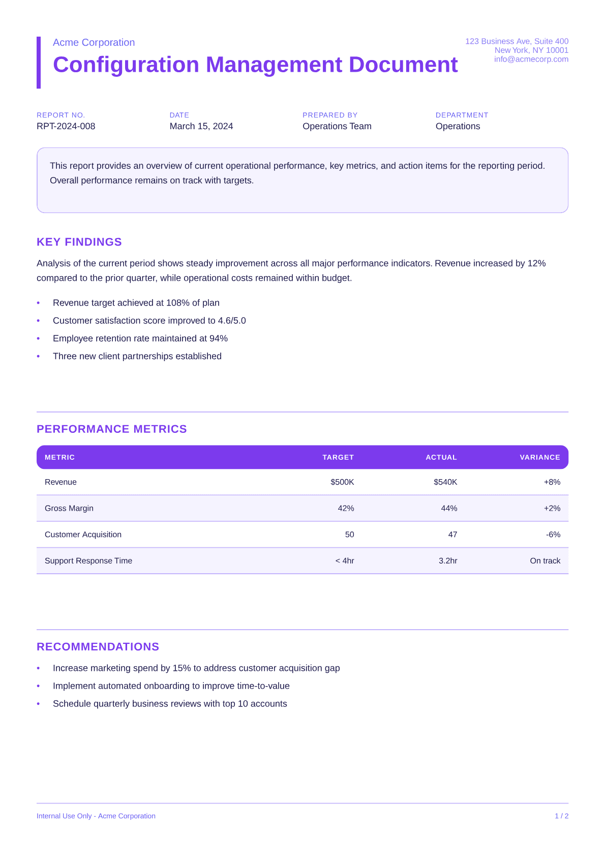 Configuration Management Document - Bold theme
