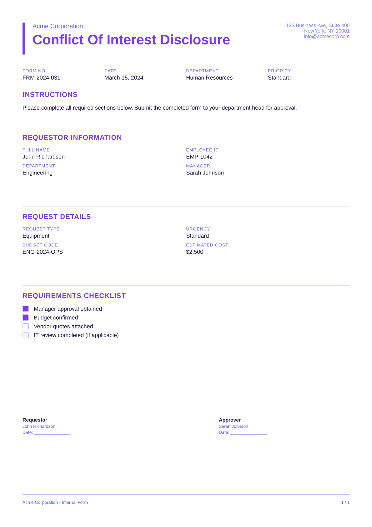 Conflict of Interest Disclosure - Bold theme