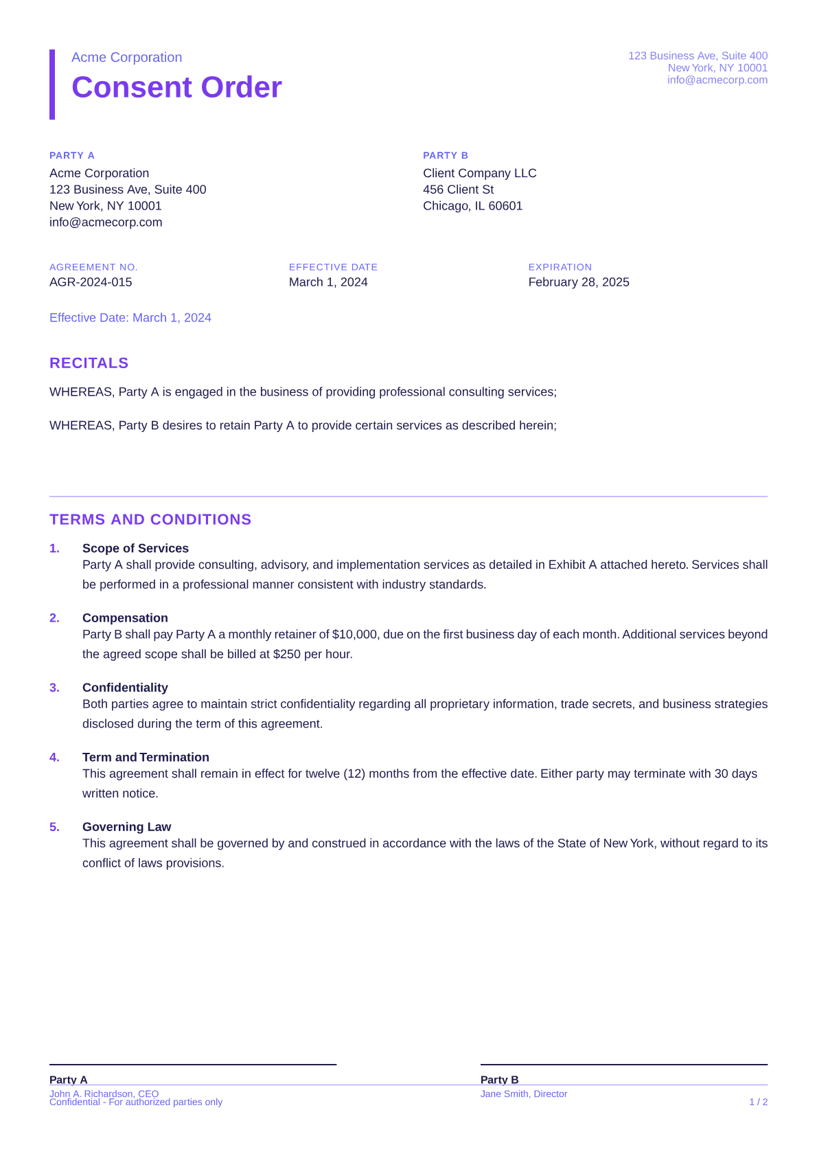 Consent Order - Bold theme