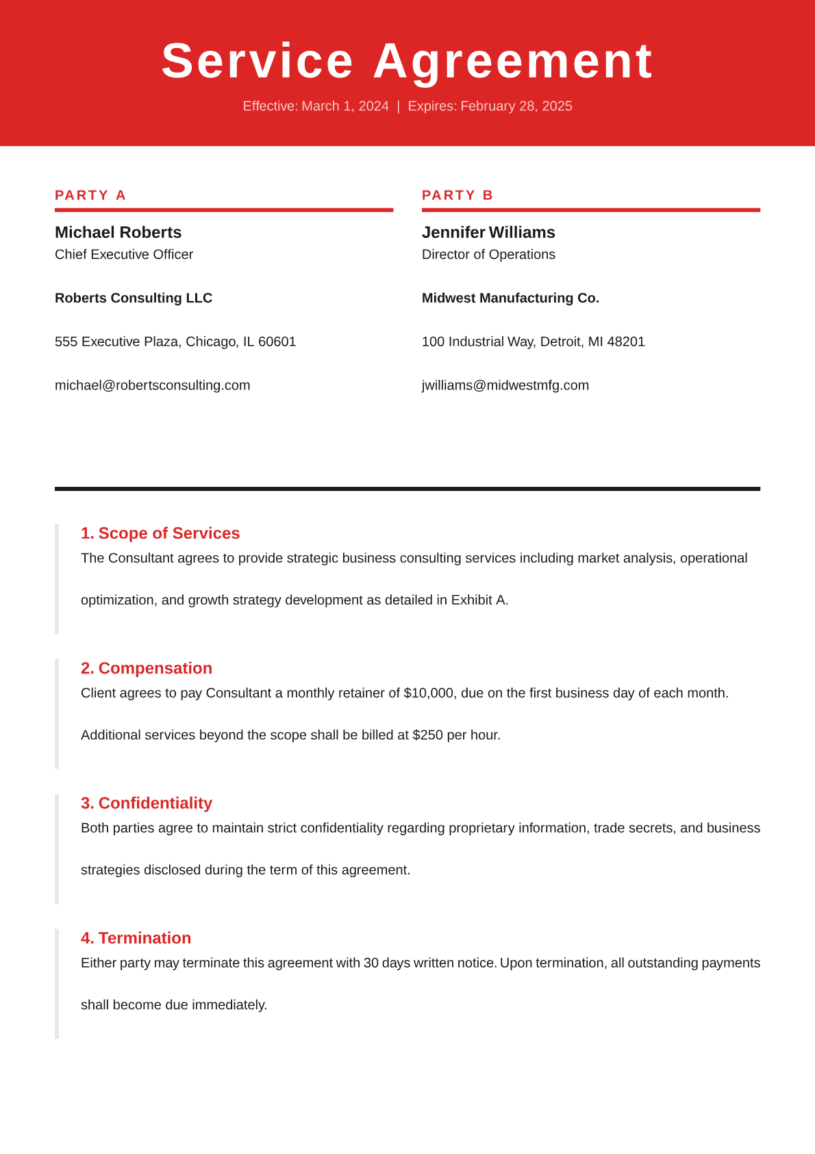 Bold contract template preview