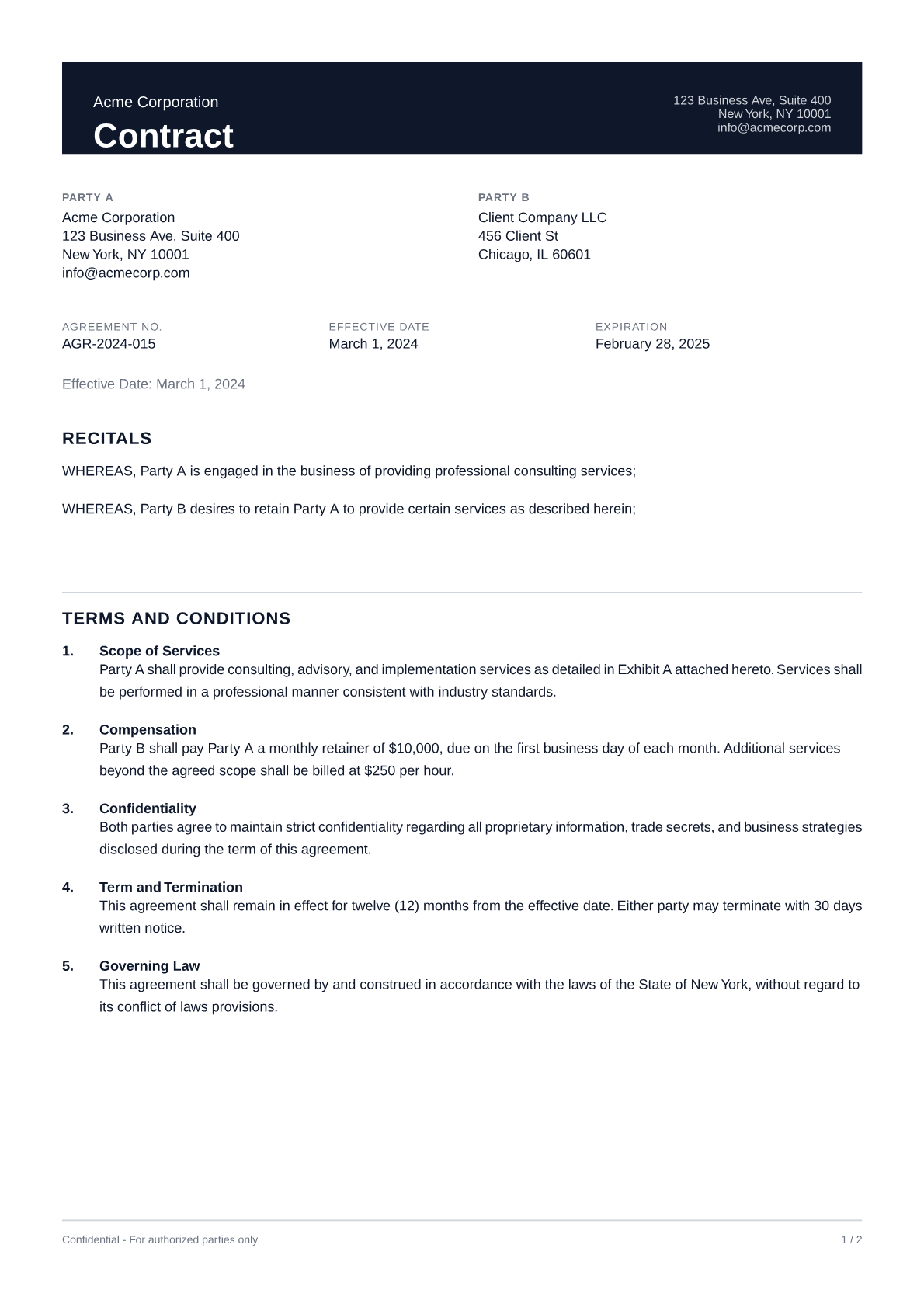 Contract - Professional theme