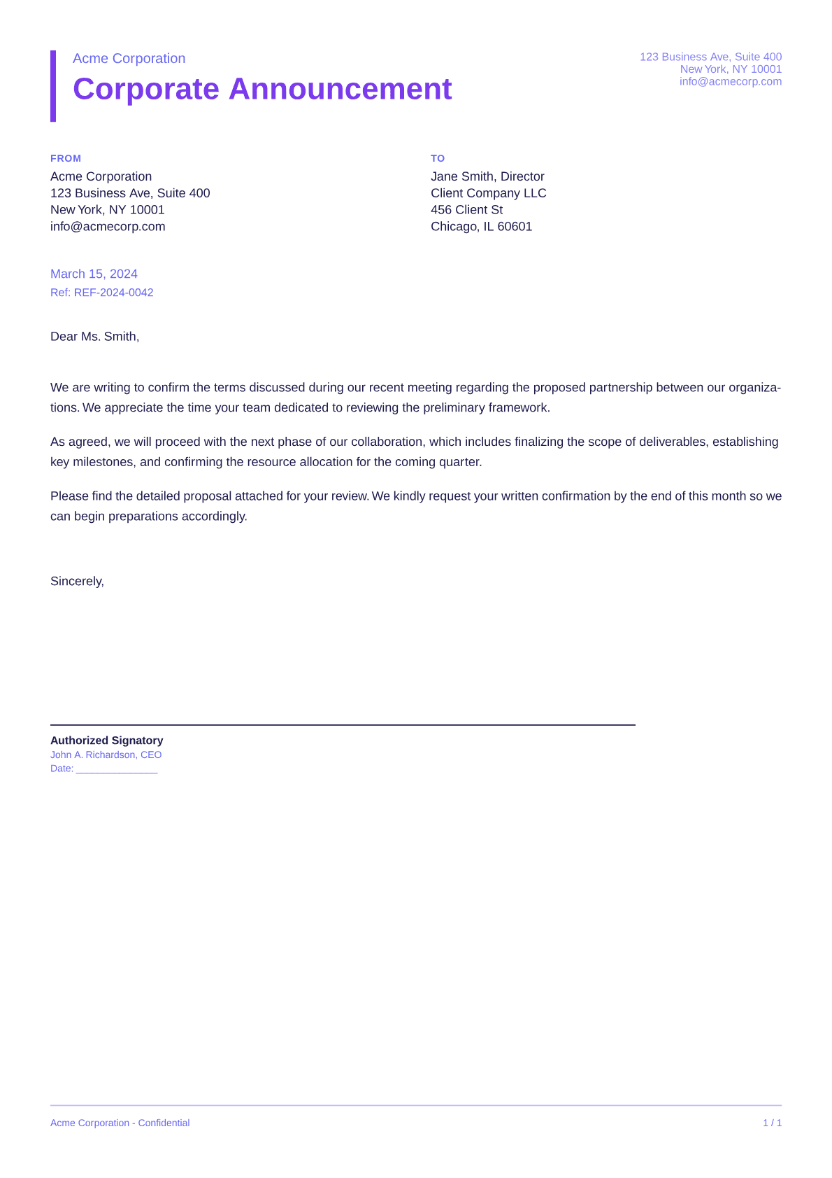 Corporate Announcement - Bold theme