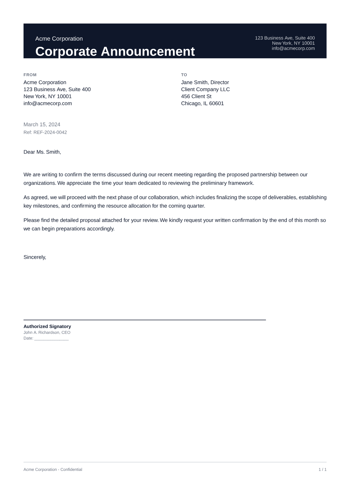 Corporate Announcement - Professional theme