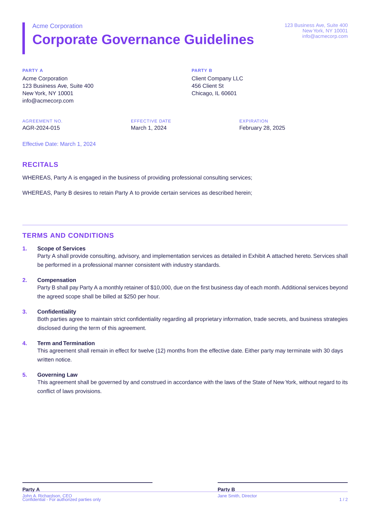 Corporate Governance Guidelines - Bold theme