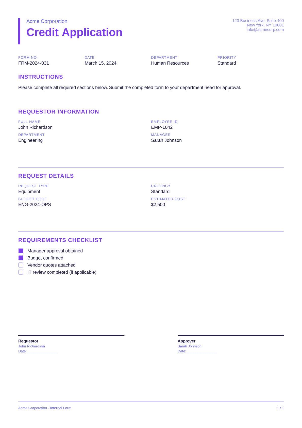 Credit Application - Bold theme