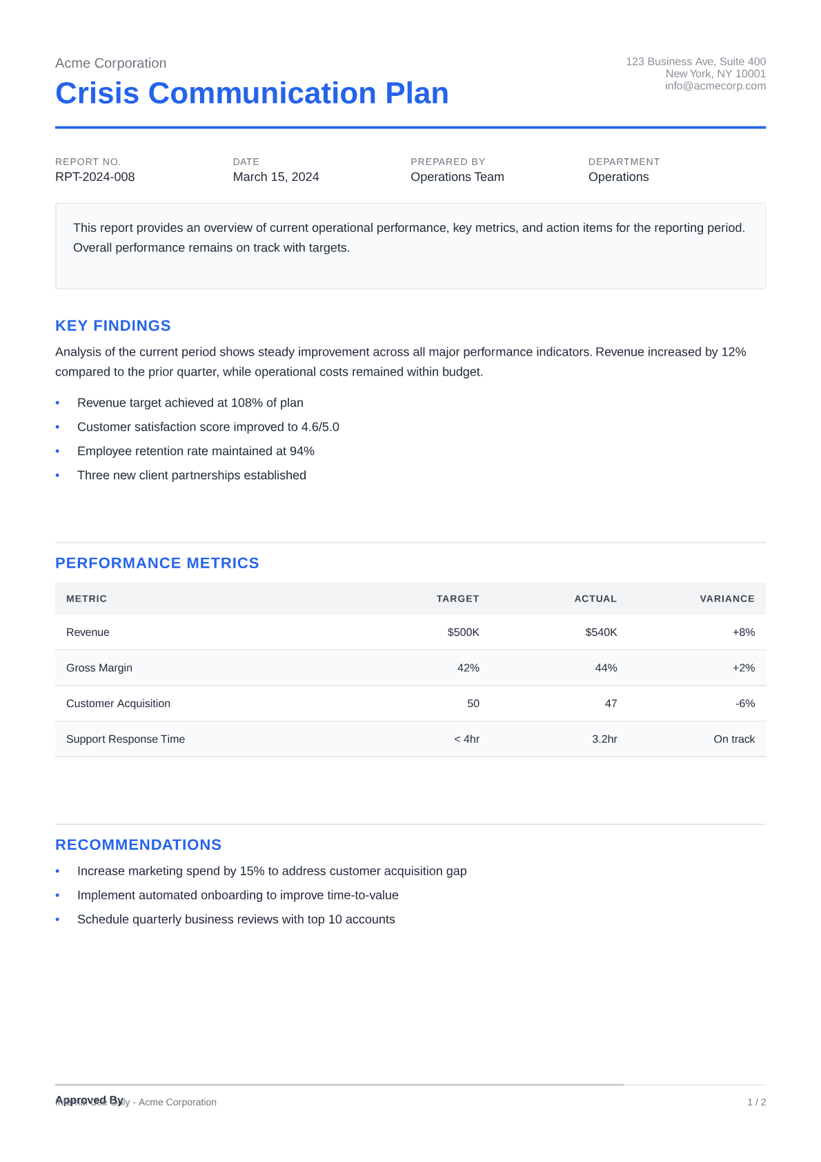 Crisis Communication Plan - Clean theme