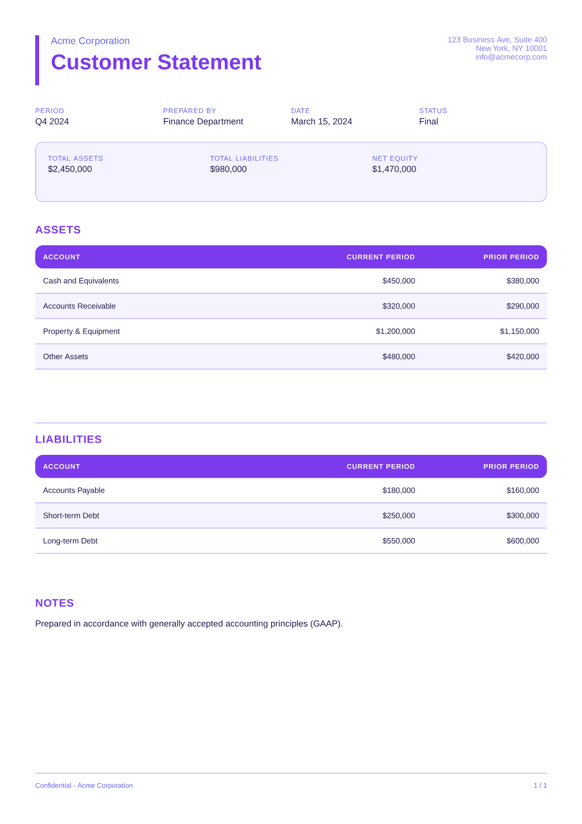 Customer Statement - Bold theme