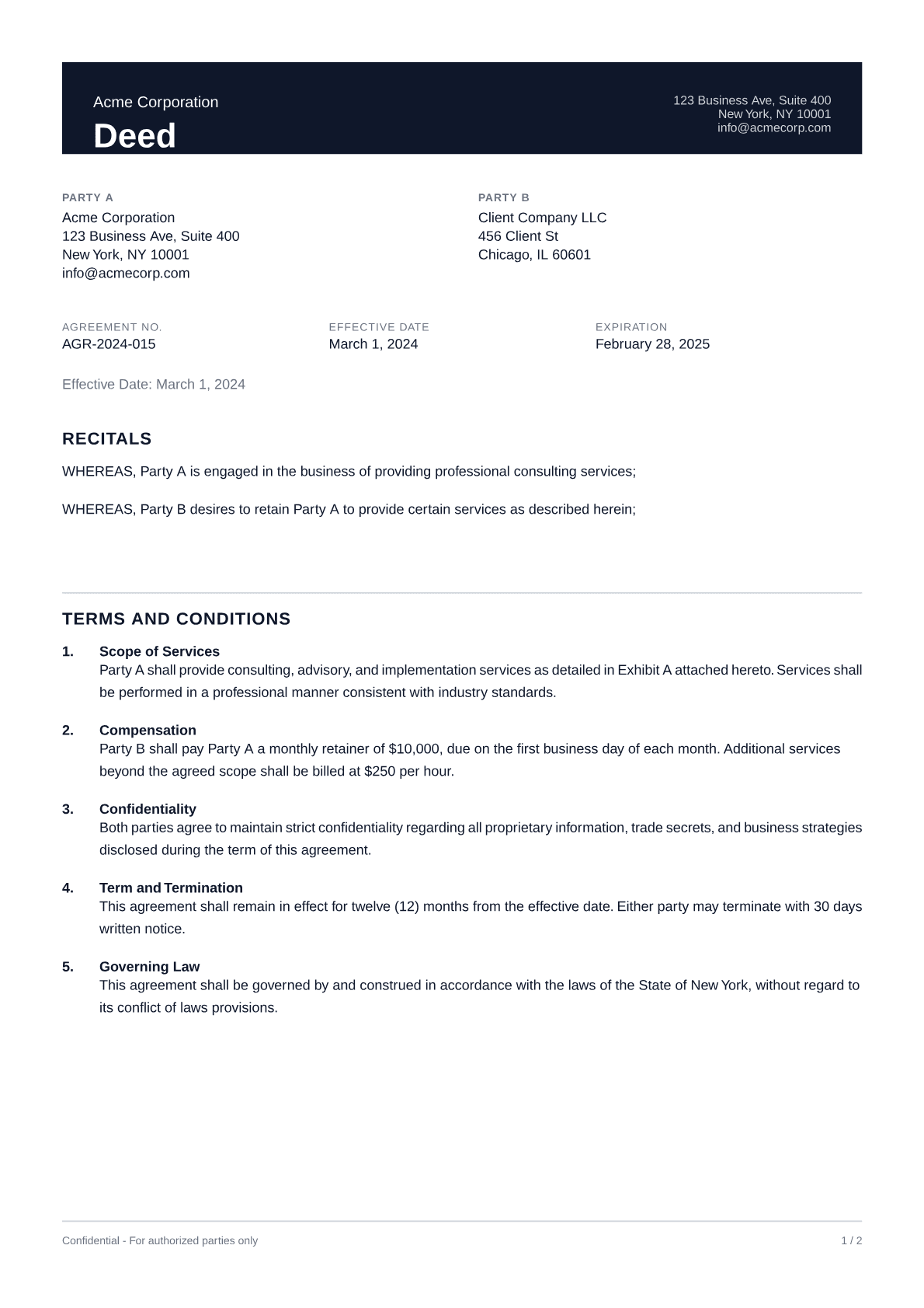 Deed - Professional theme