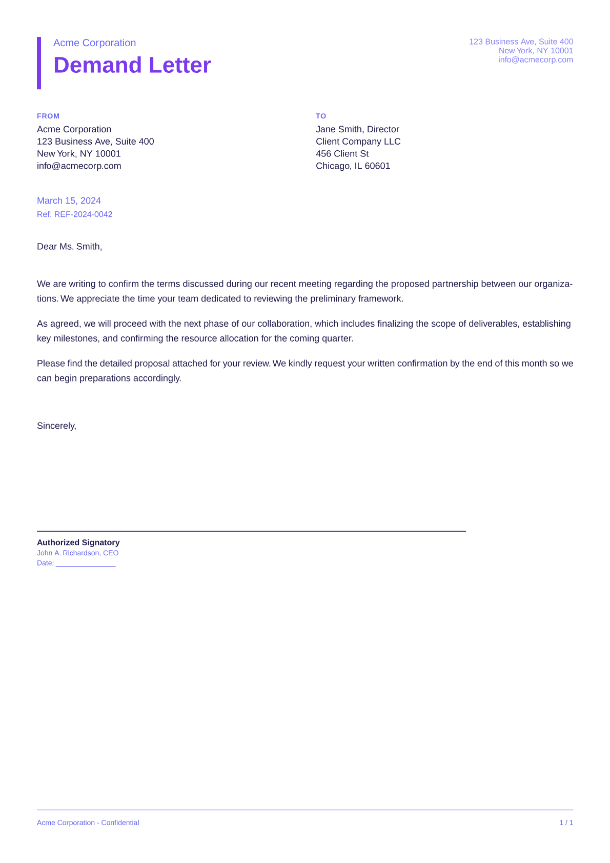 Demand Letter - Bold theme