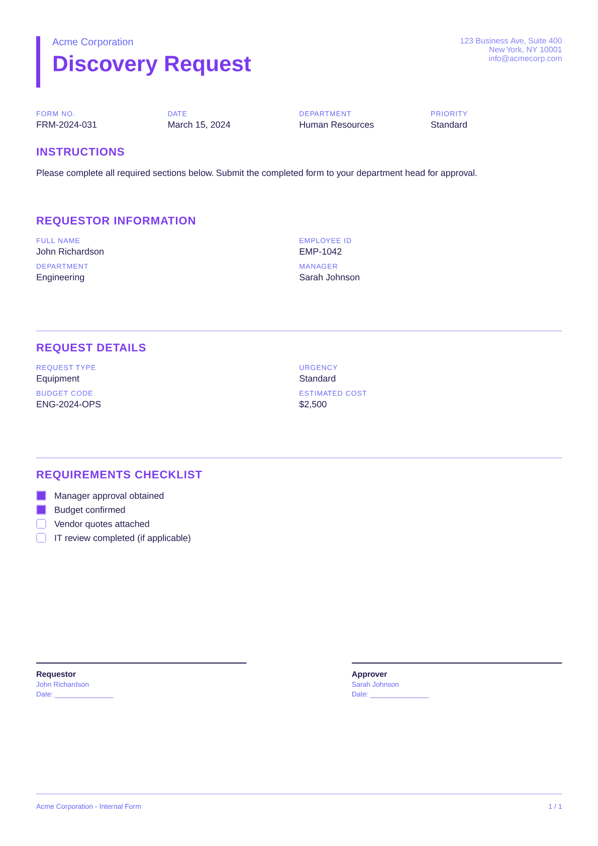 Discovery Request - Bold theme