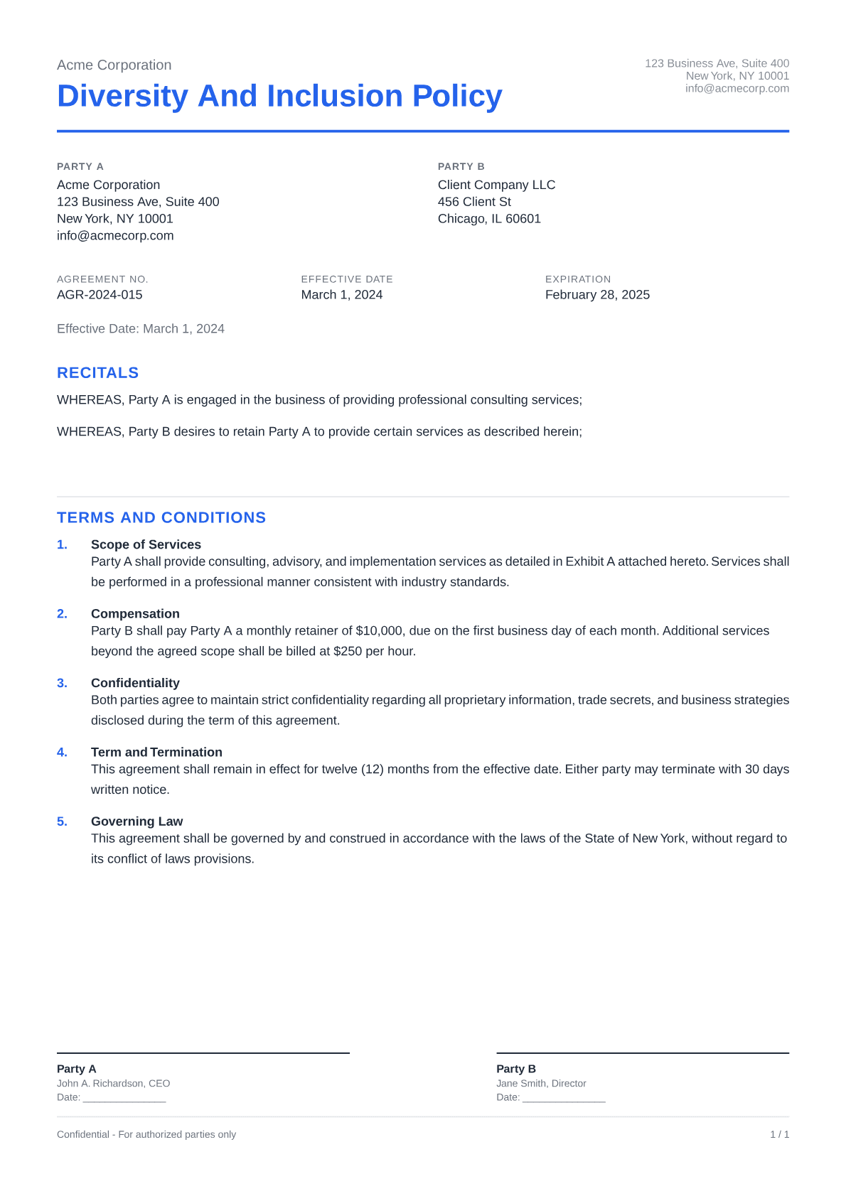 Diversity and Inclusion Policy - Clean theme