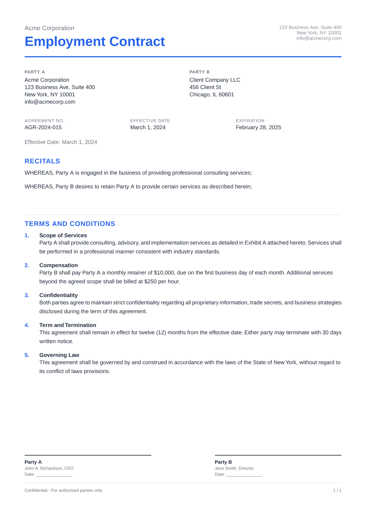 Employment Contract - Clean theme