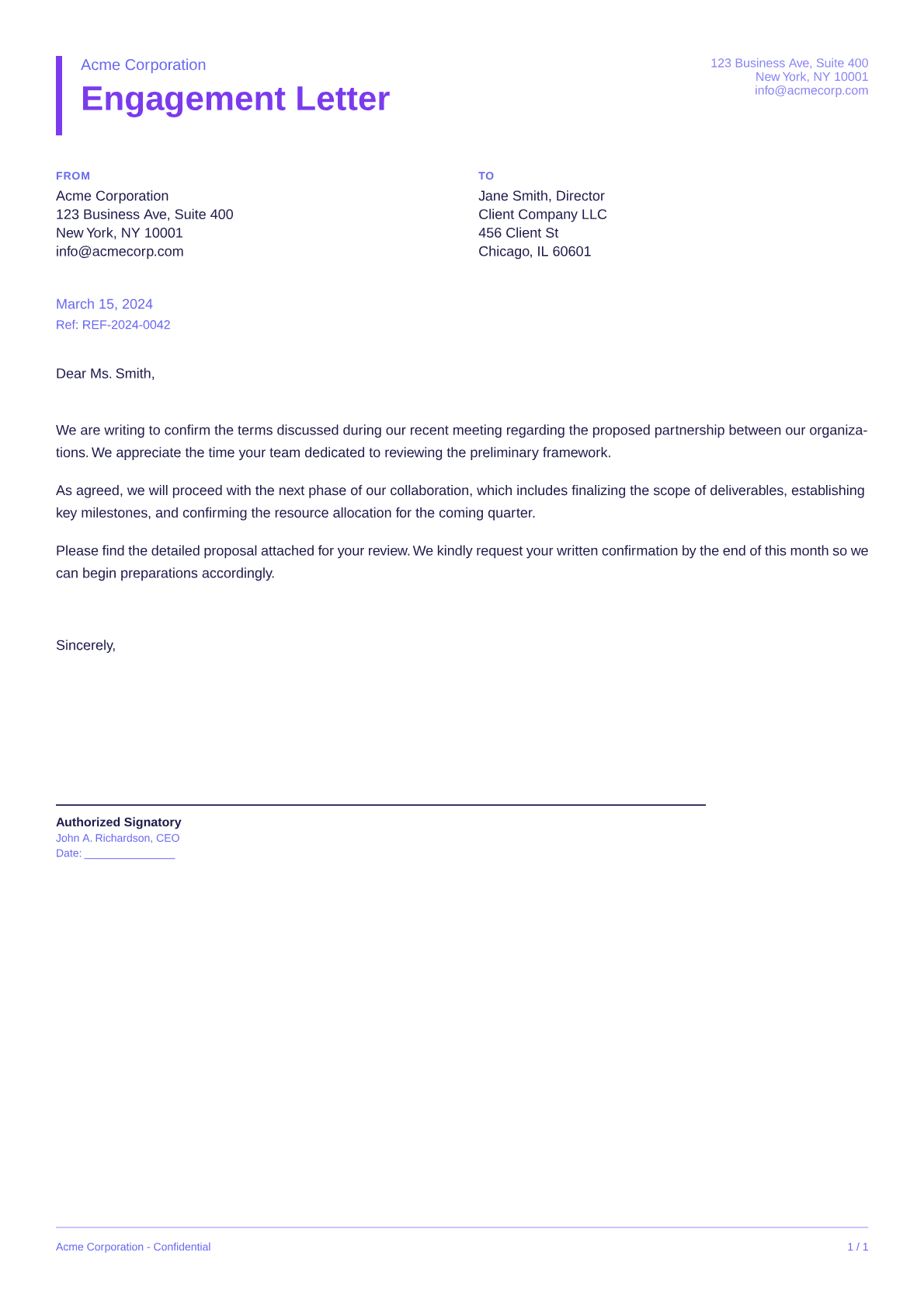 Engagement Letter - Bold theme