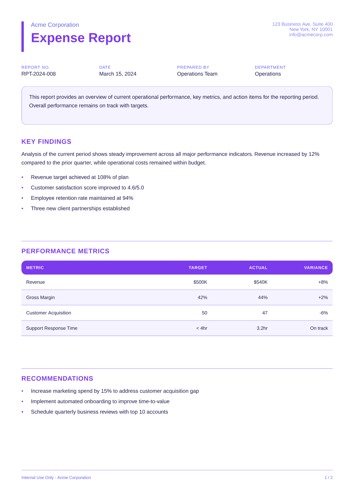 Expense Report - Bold theme