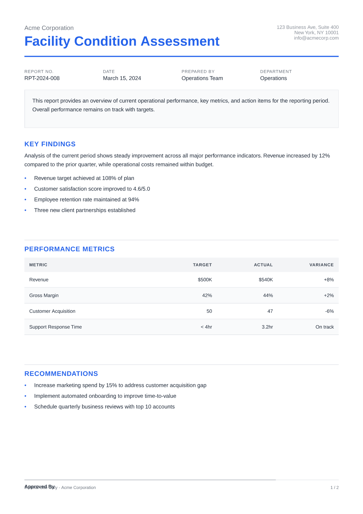 Facility Condition Assessment - Clean theme