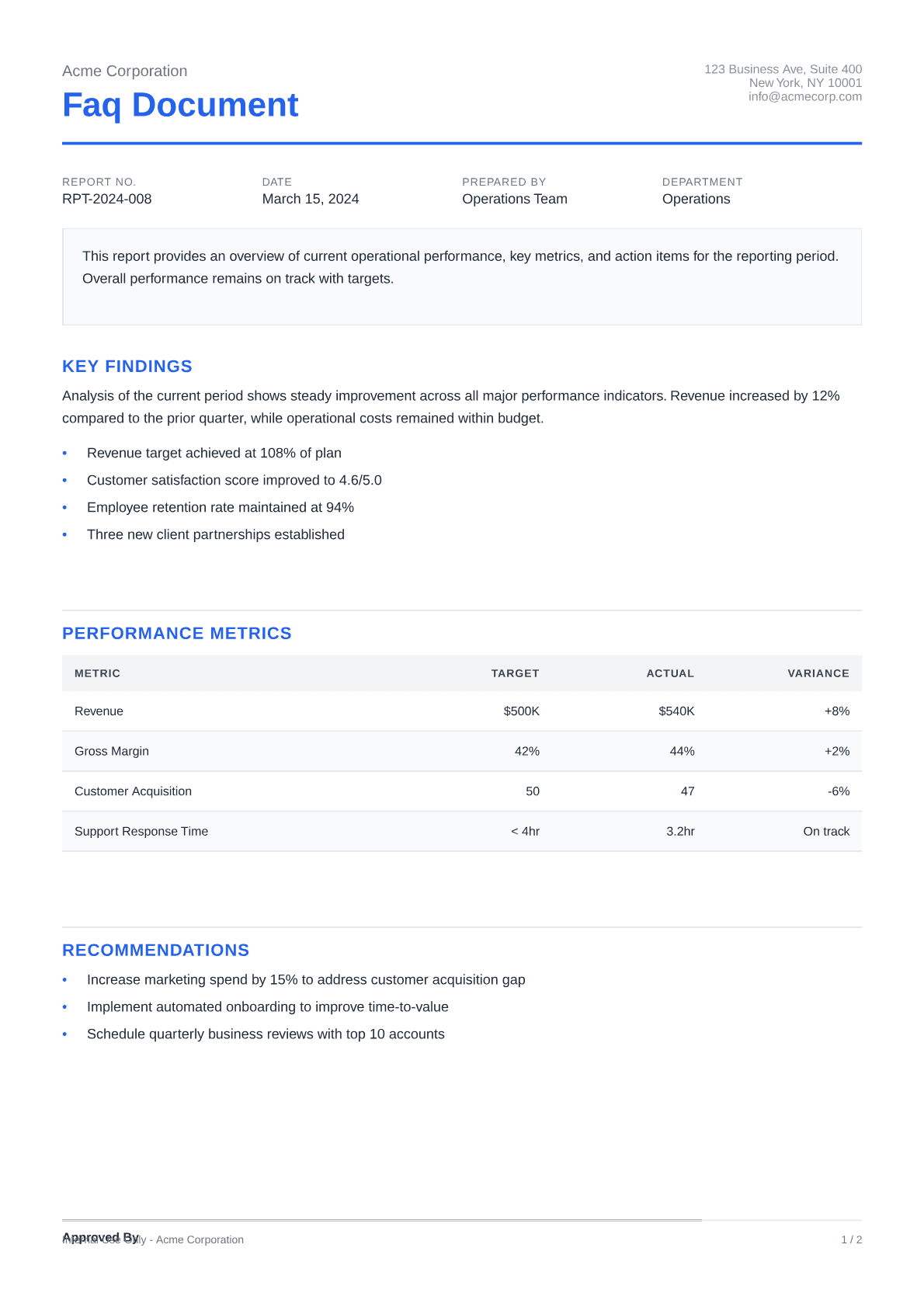 FAQ Document - Clean theme
