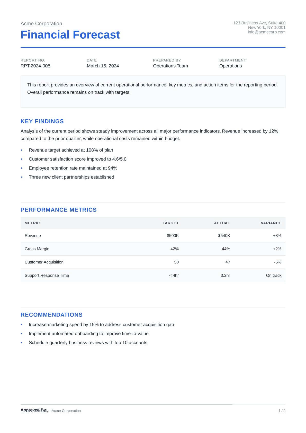 Financial Forecast - Clean theme
