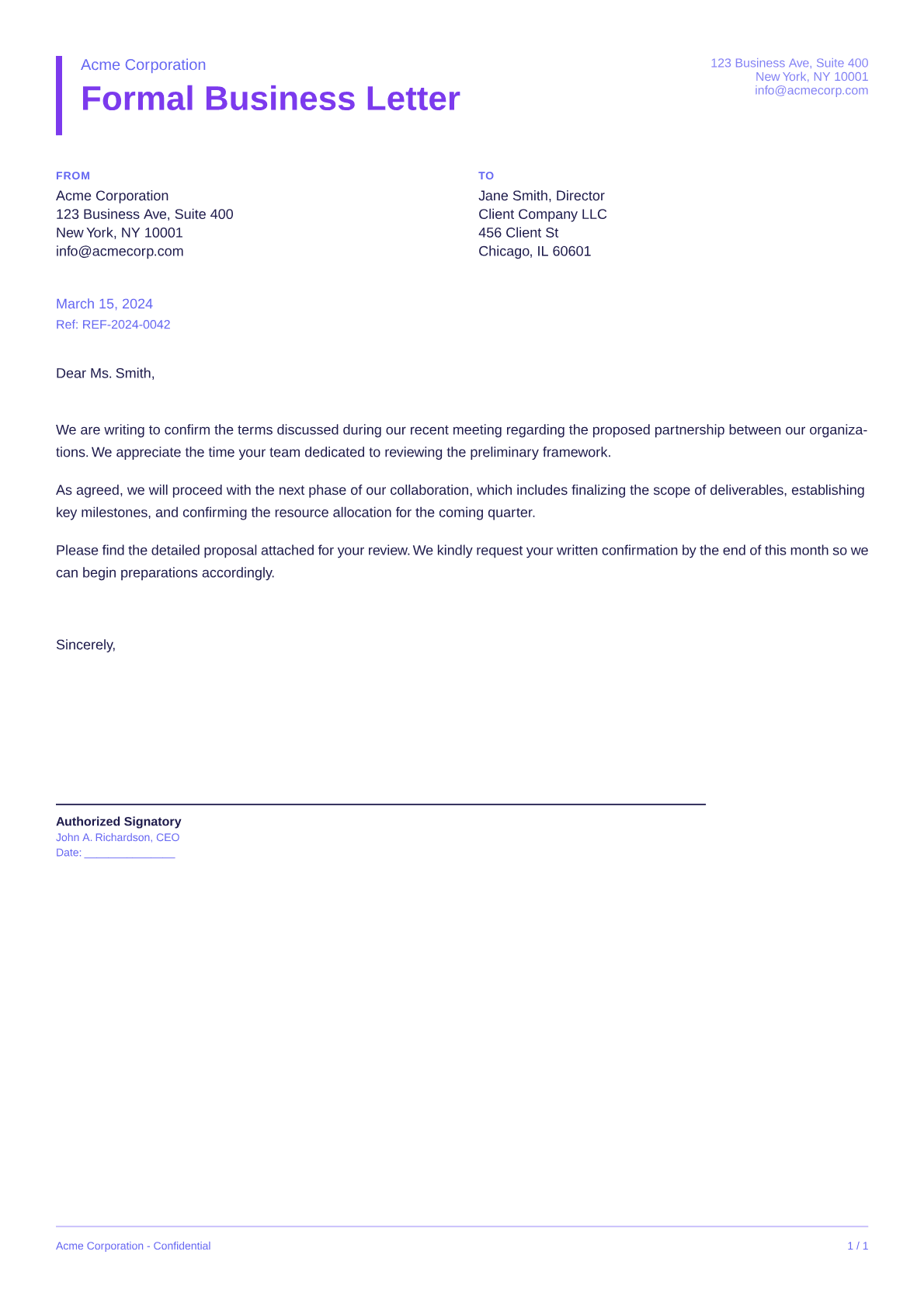 Formal Business Letter - Bold theme