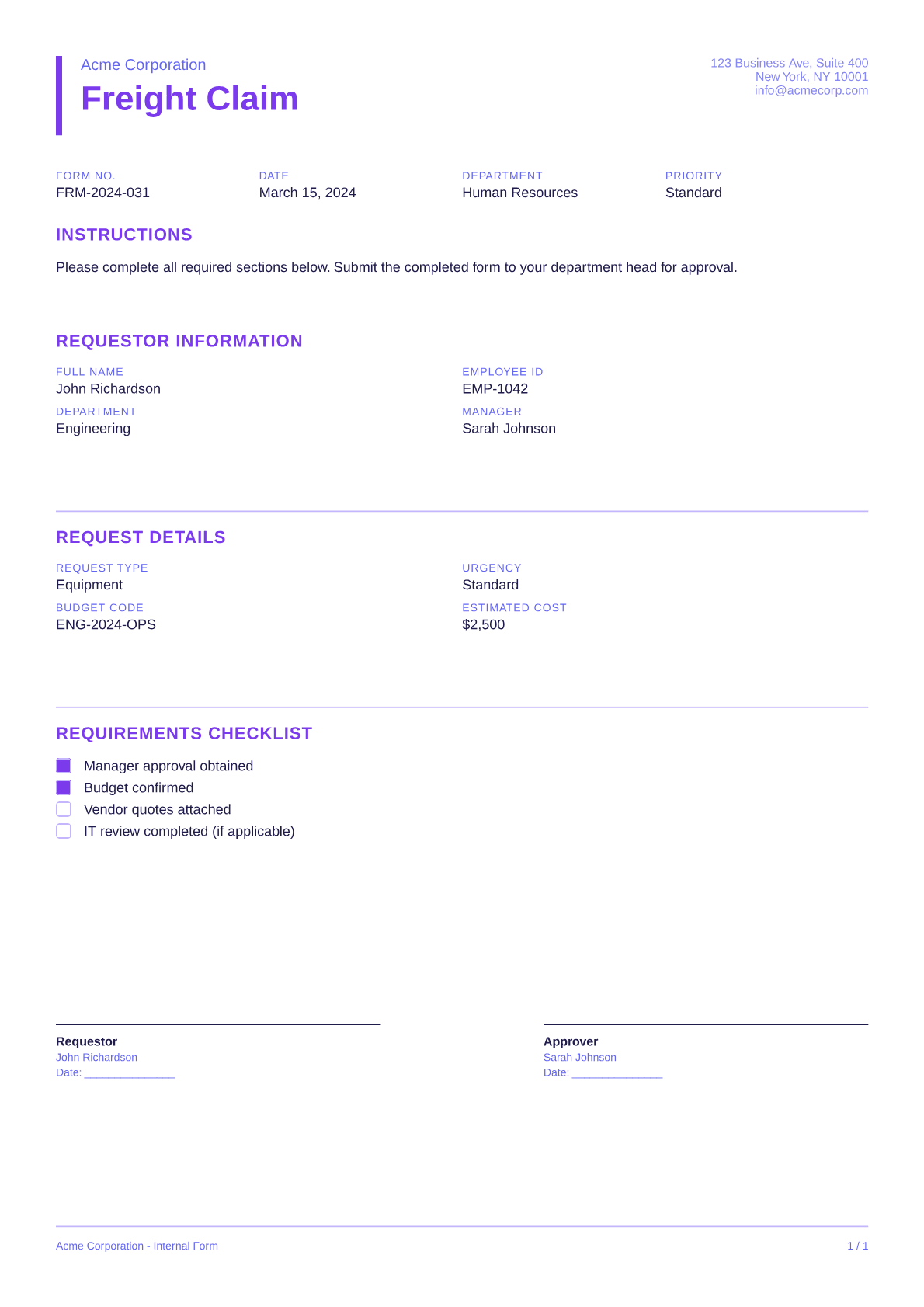 Freight Claim - Bold theme