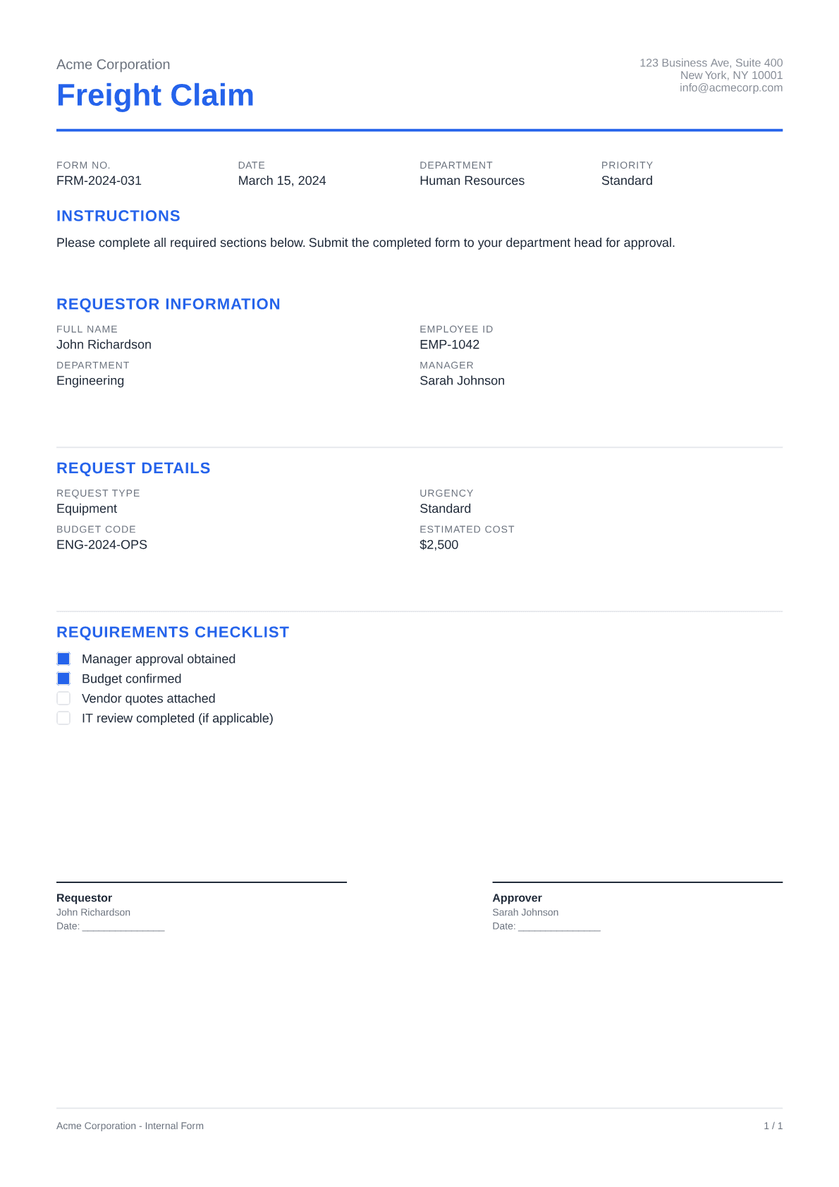Freight Claim - Clean theme