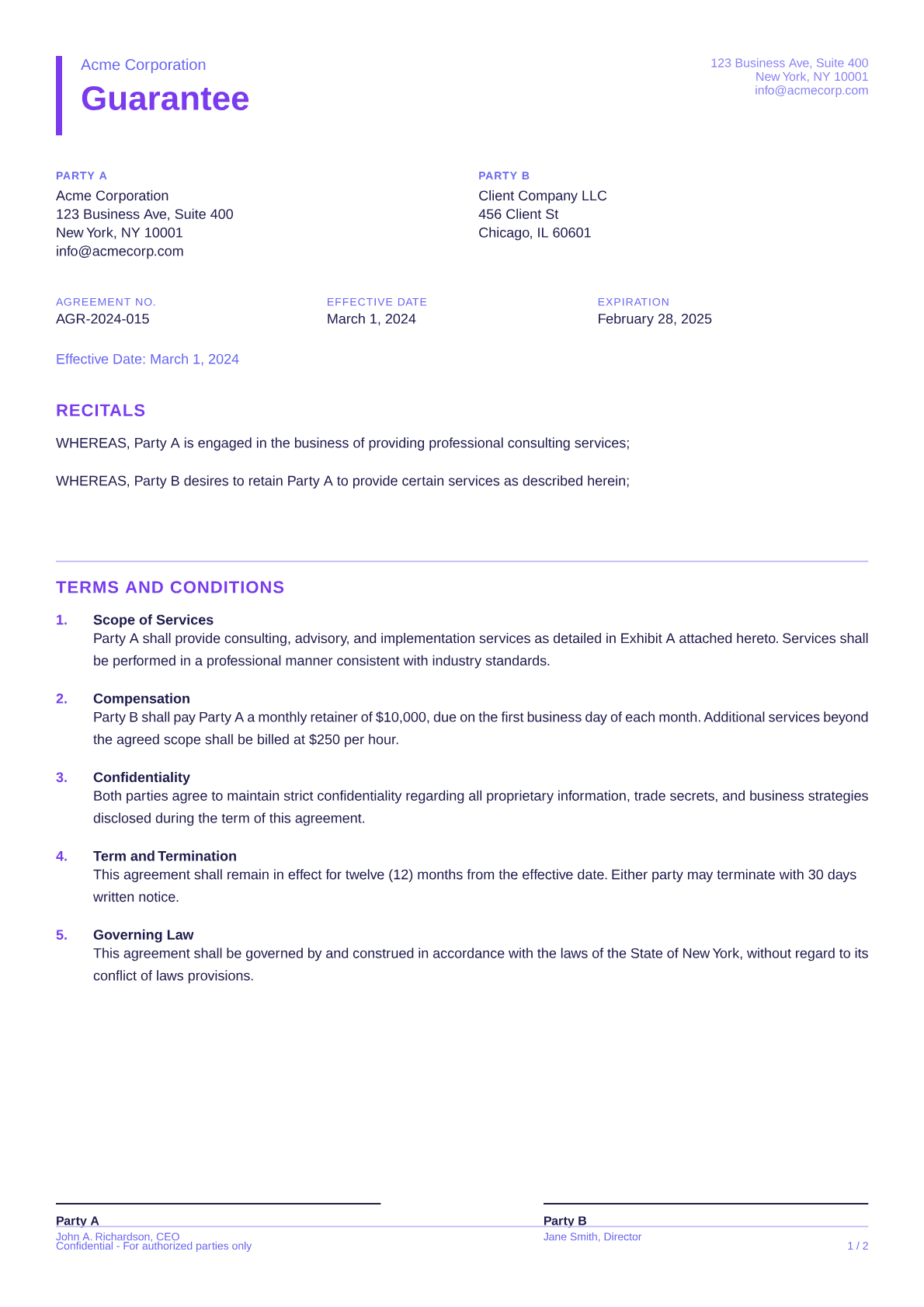 Guarantee - Bold theme