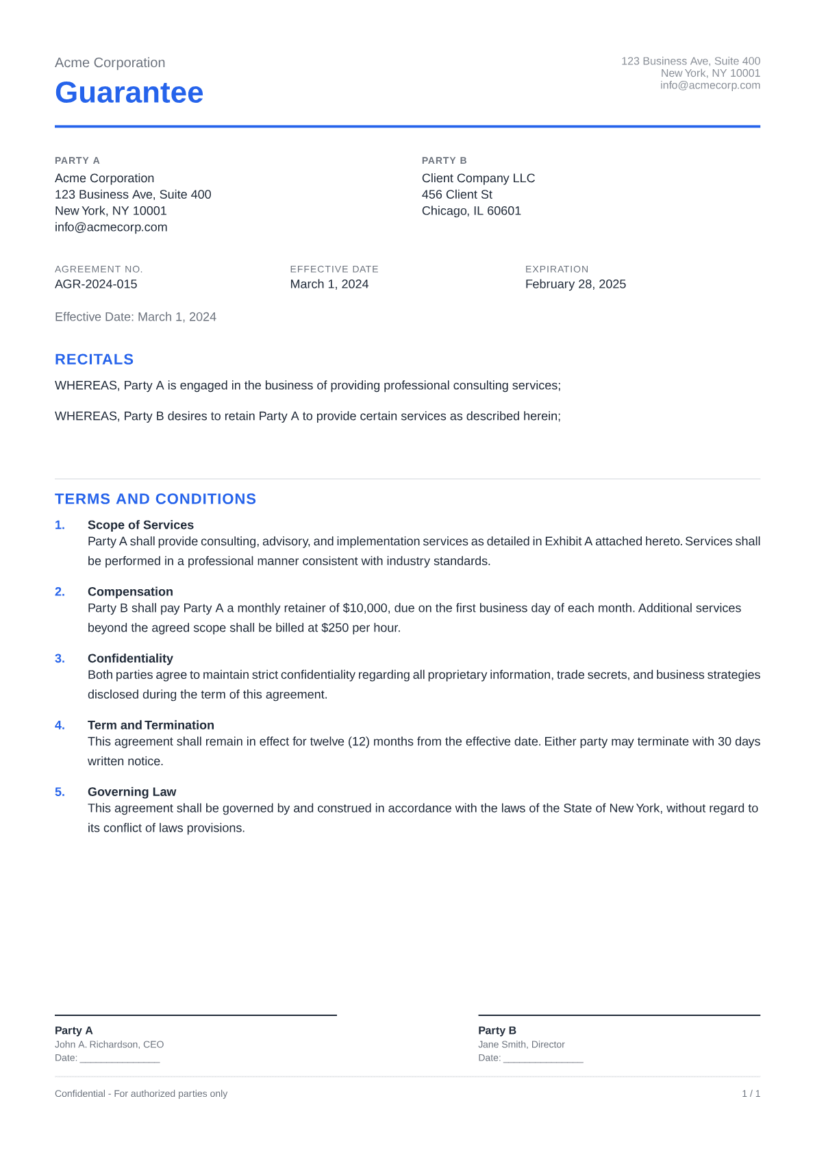 Guarantee - Clean theme