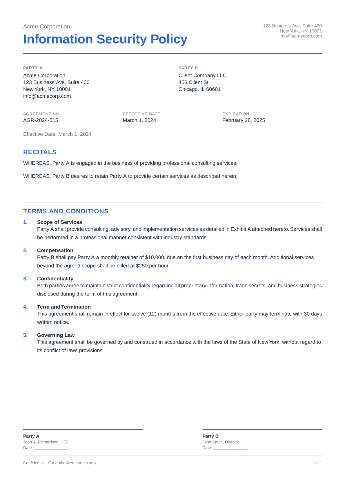 Information Security Policy - Clean theme