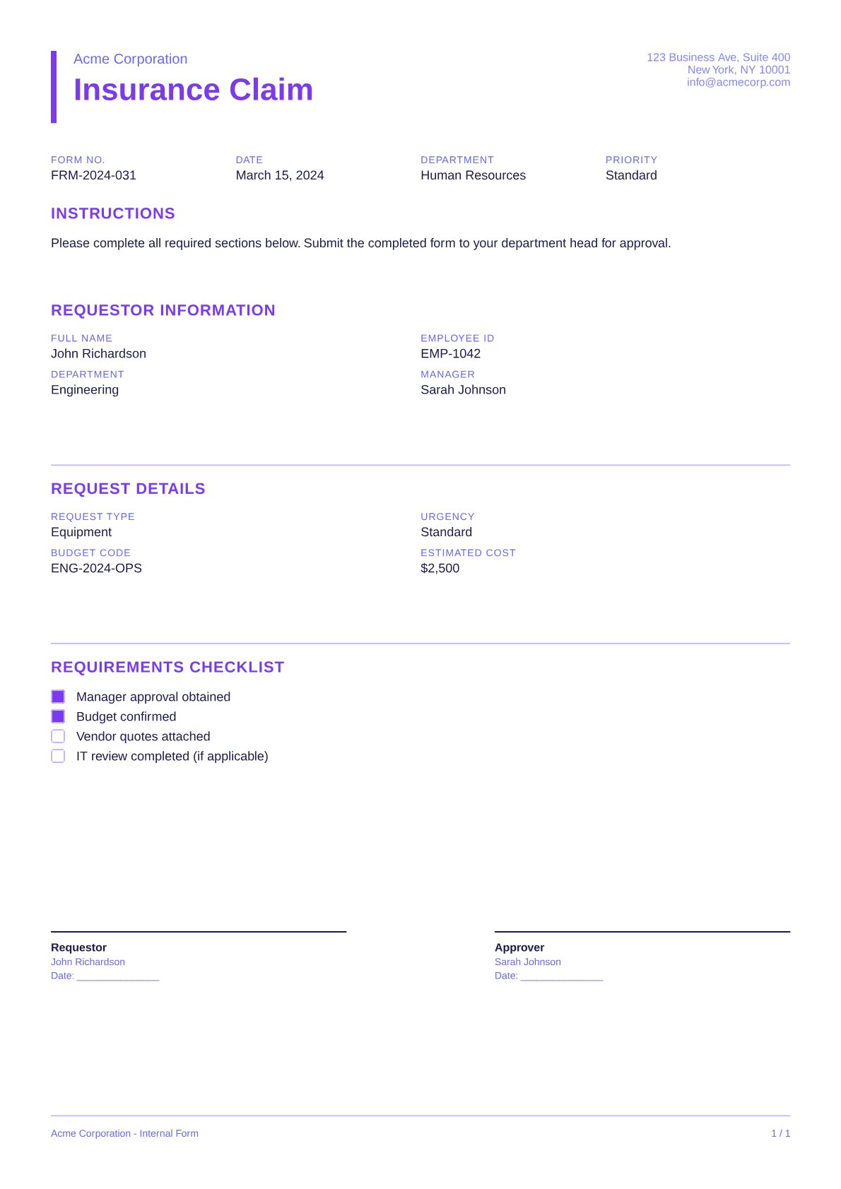 Insurance Claim - Bold theme