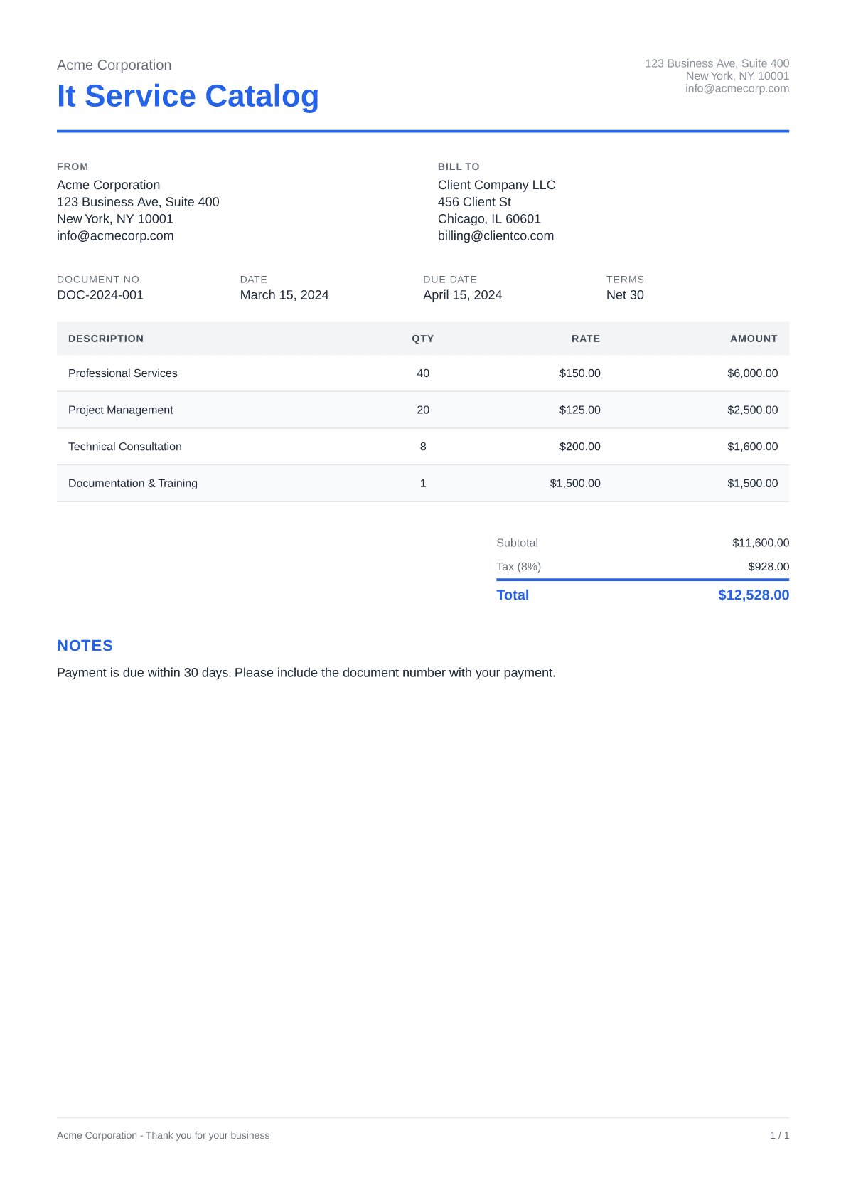 IT Service Catalog - Clean theme