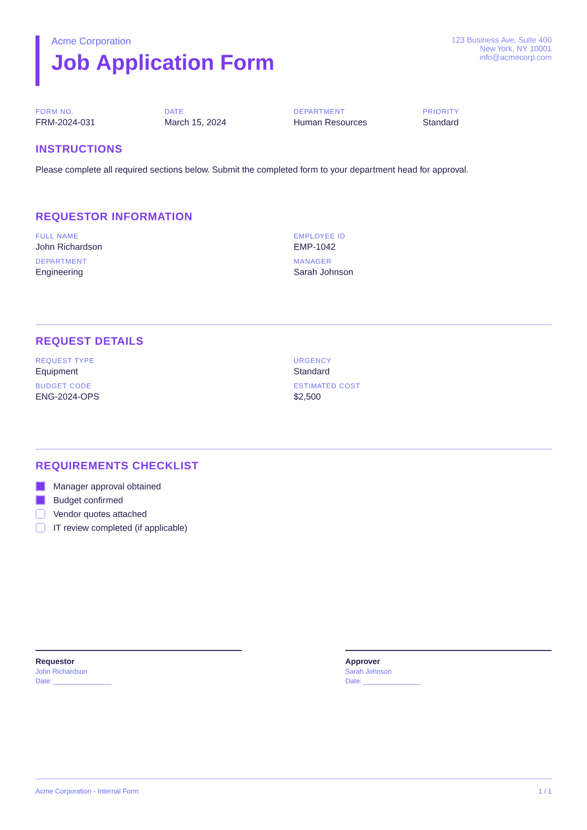 Job Application Form - Bold theme