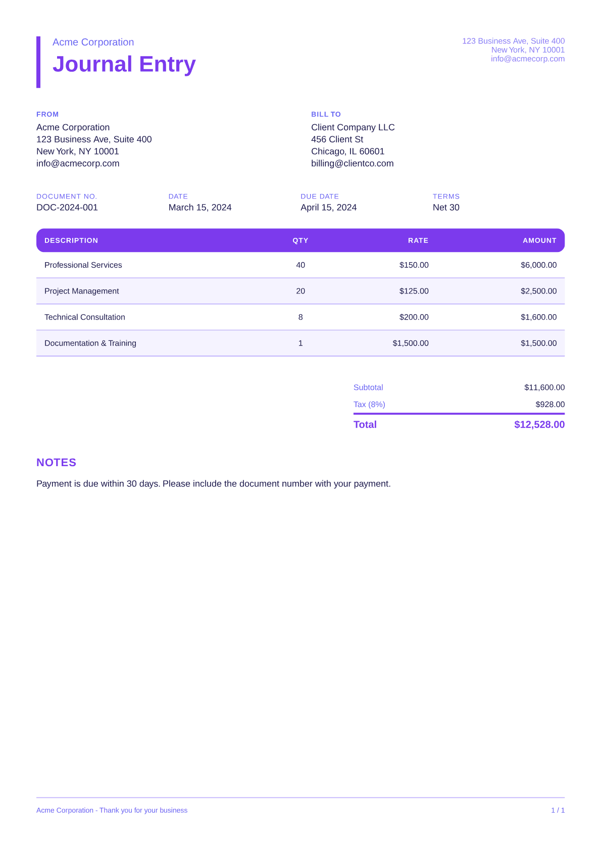 Journal Entry - Bold theme