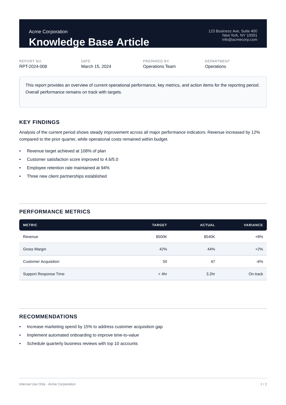 Knowledge Base Article - Professional theme