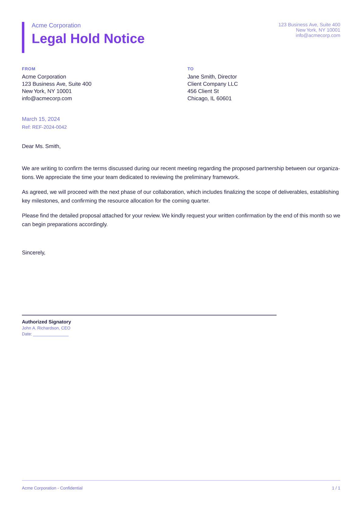 Legal Hold Notice - Bold theme