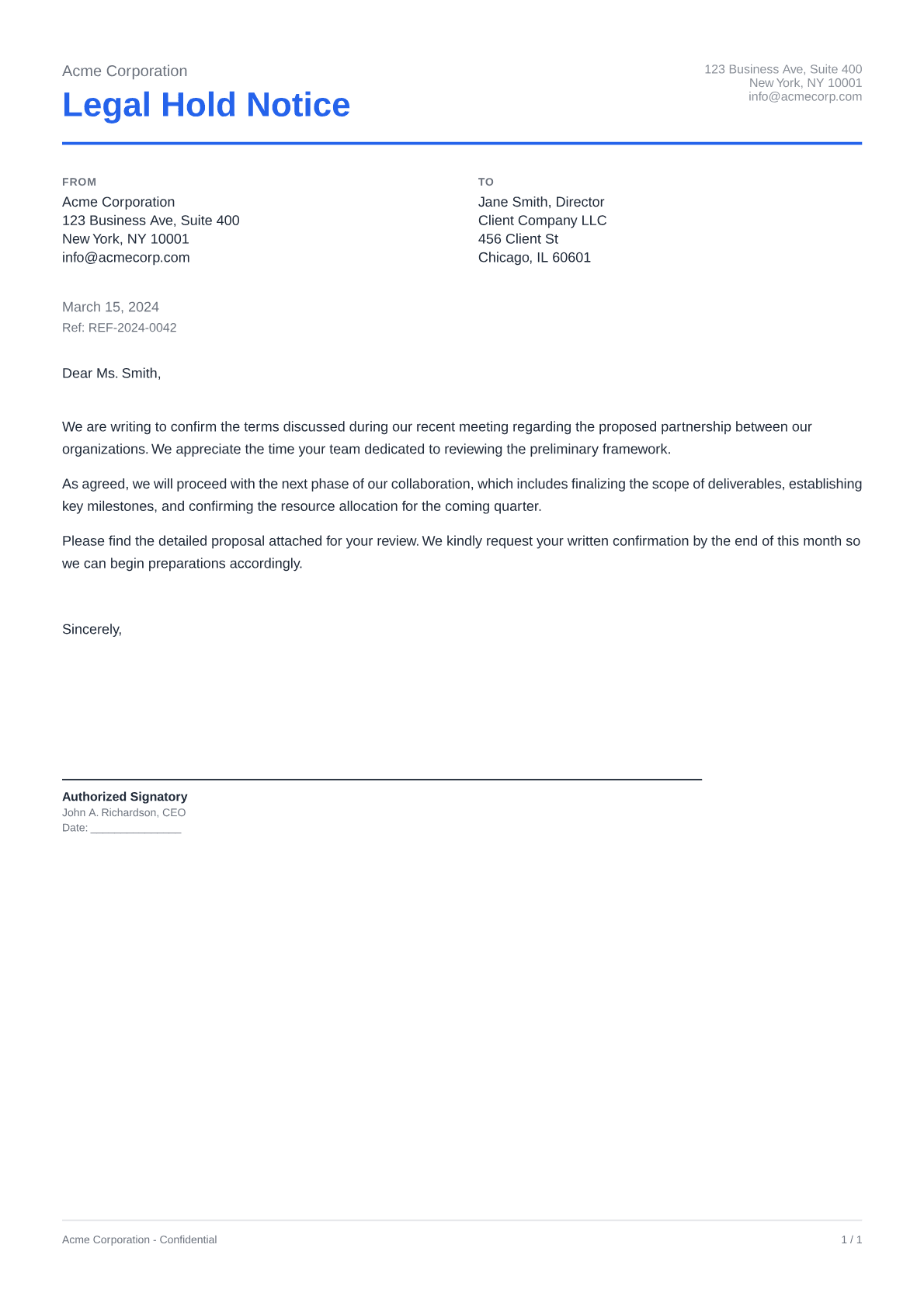 Legal Hold Notice - Clean theme