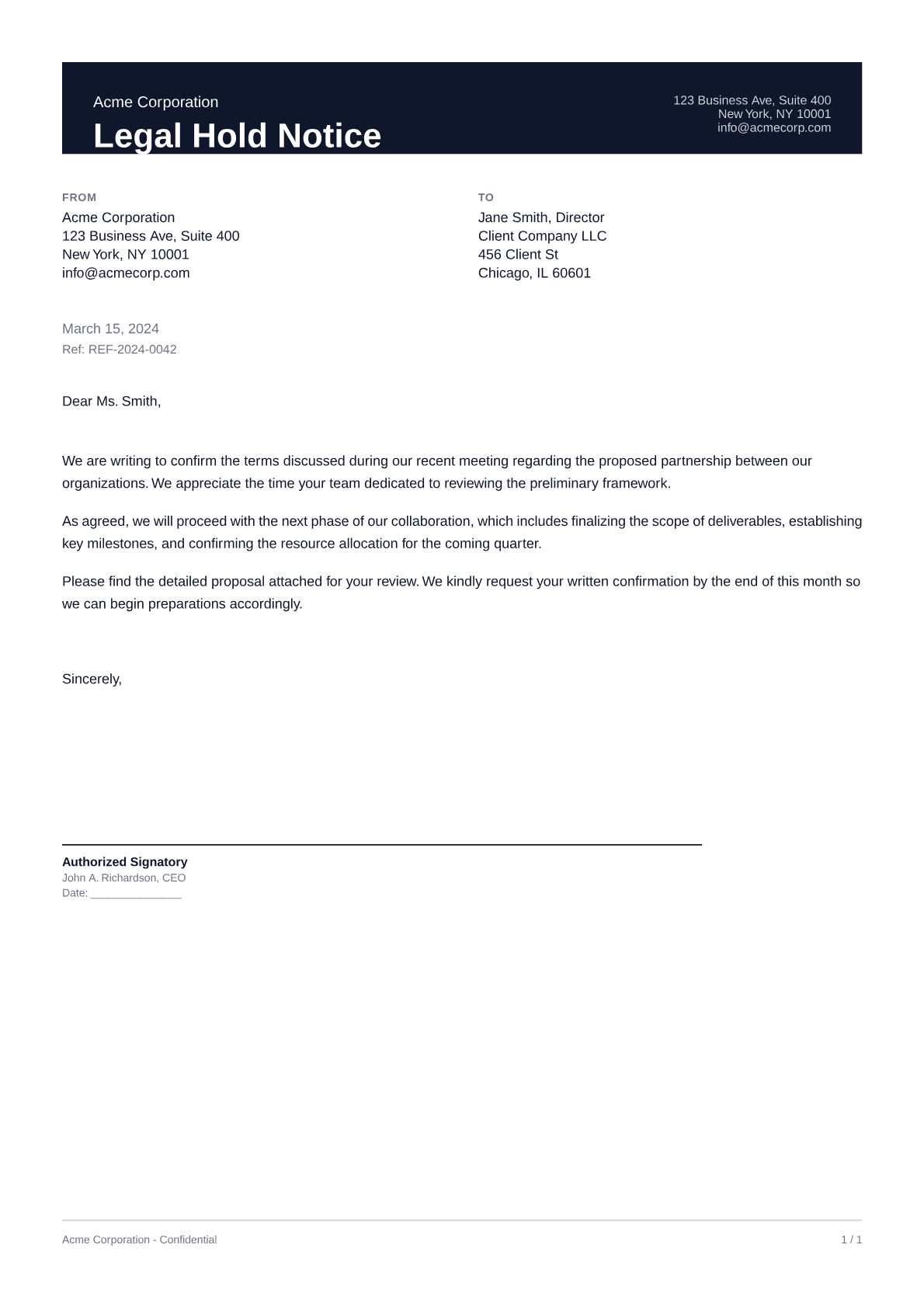 Legal Hold Notice - Professional theme