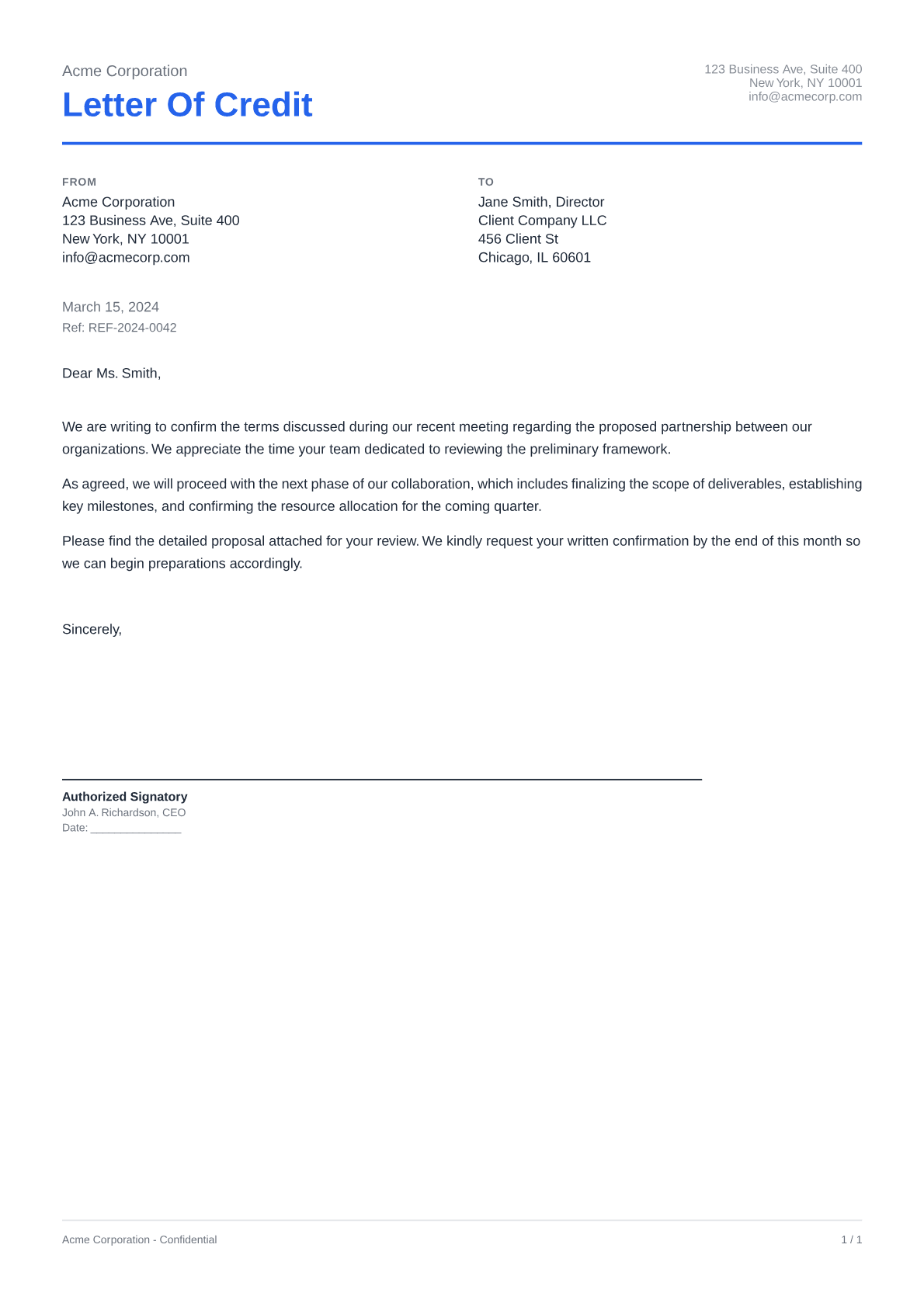 Letter of Credit - Clean theme