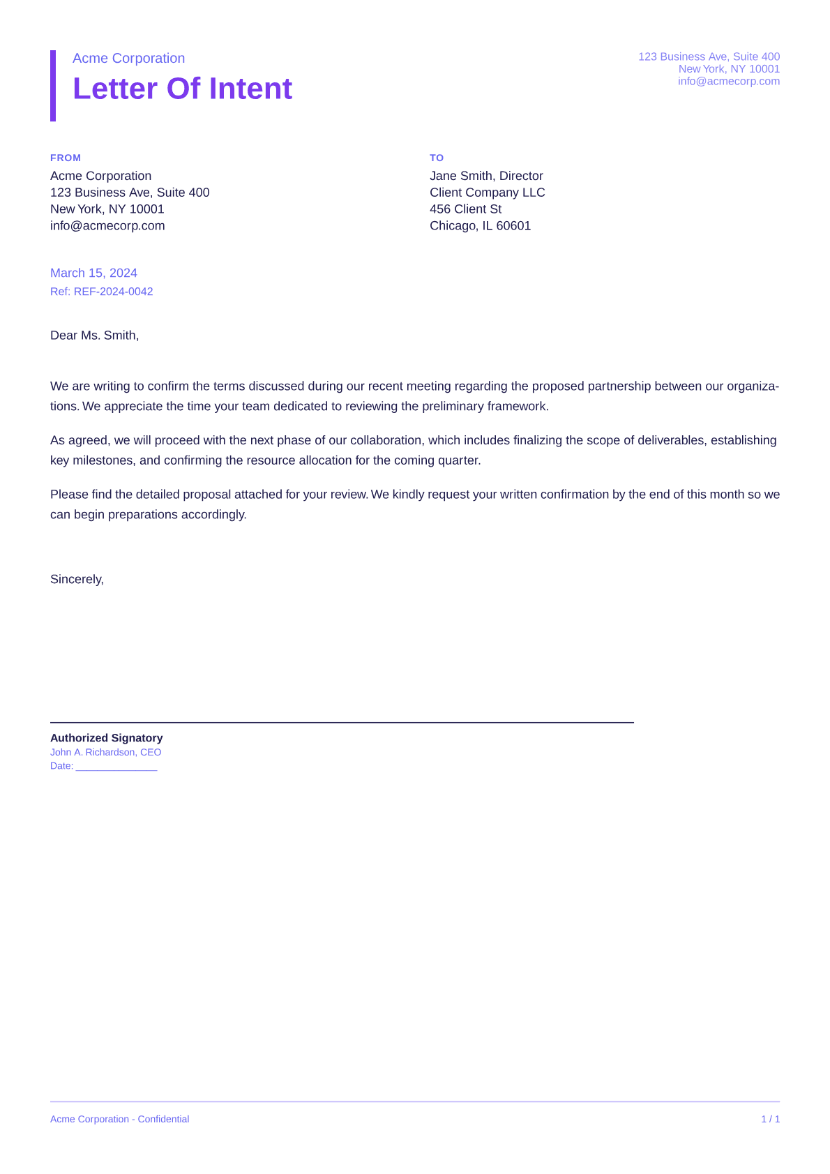 Letter of Intent - Bold theme